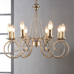 Lindby chandelier Marnia, 8-bulb, Ø 53 cm, antique brass, E14