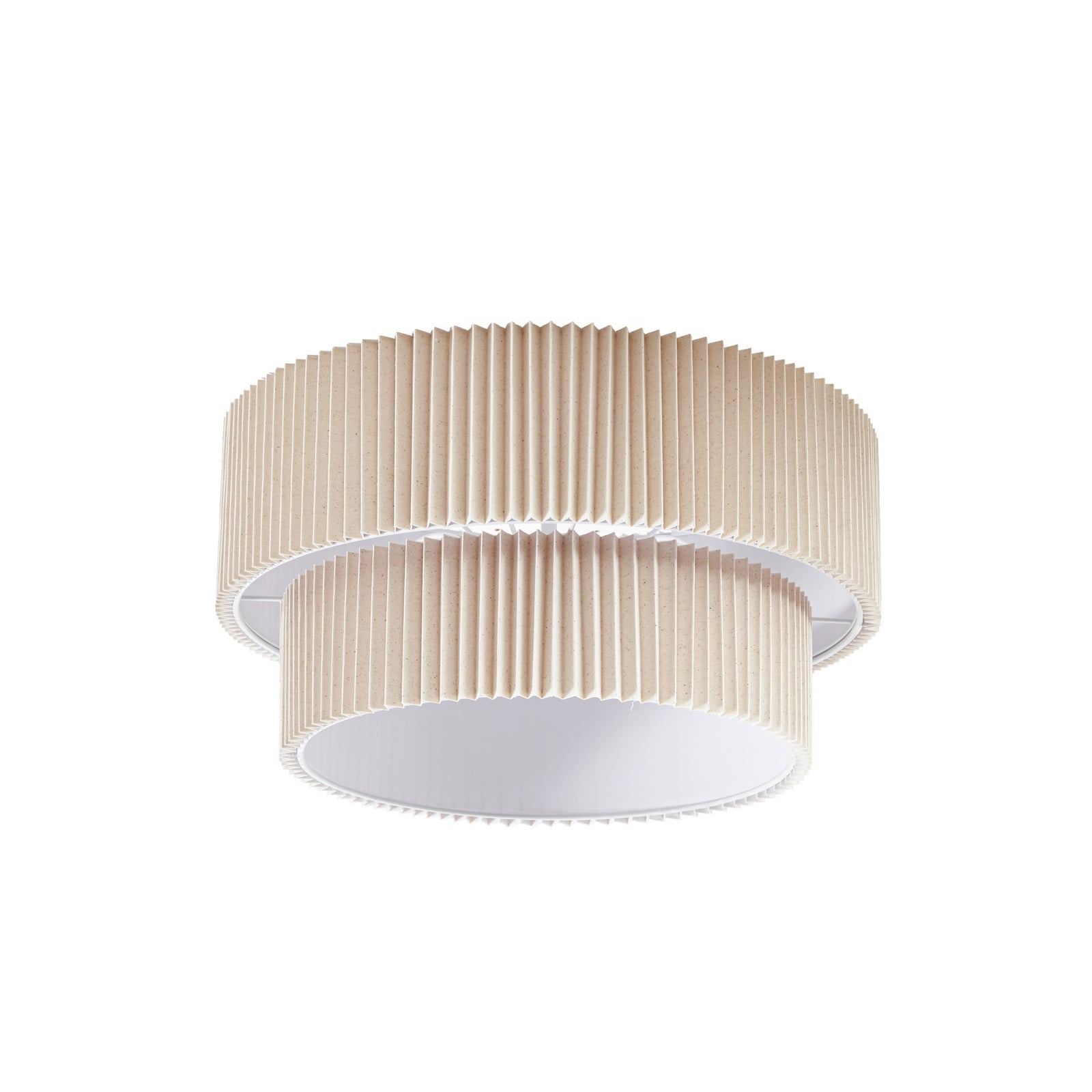 Plafonnier Lindby Tazia, Ø 50 cm, naturel/blanc, lin