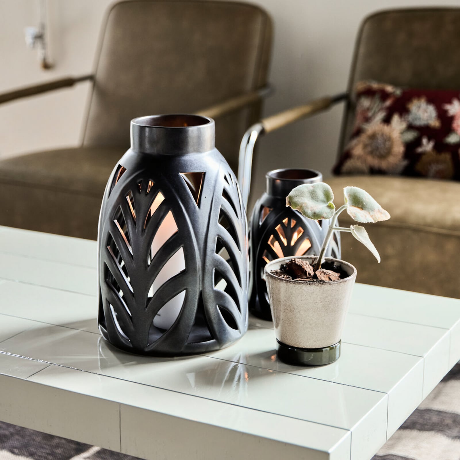 Lanterna HDElm, nera, altezza 32 cm, ceramica - House Doctor