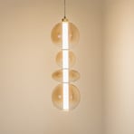 LED pendant light Daphne, amber-transparent glass, height 62 cm