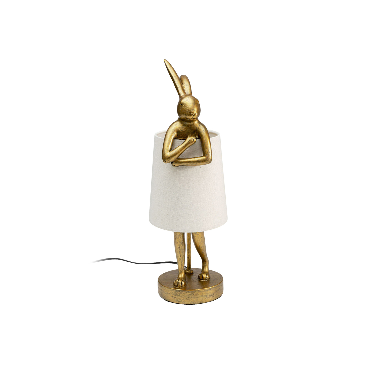 Candeeiro de mesa Kare Animal Rabbit, dourado/branco, altura 50 cm