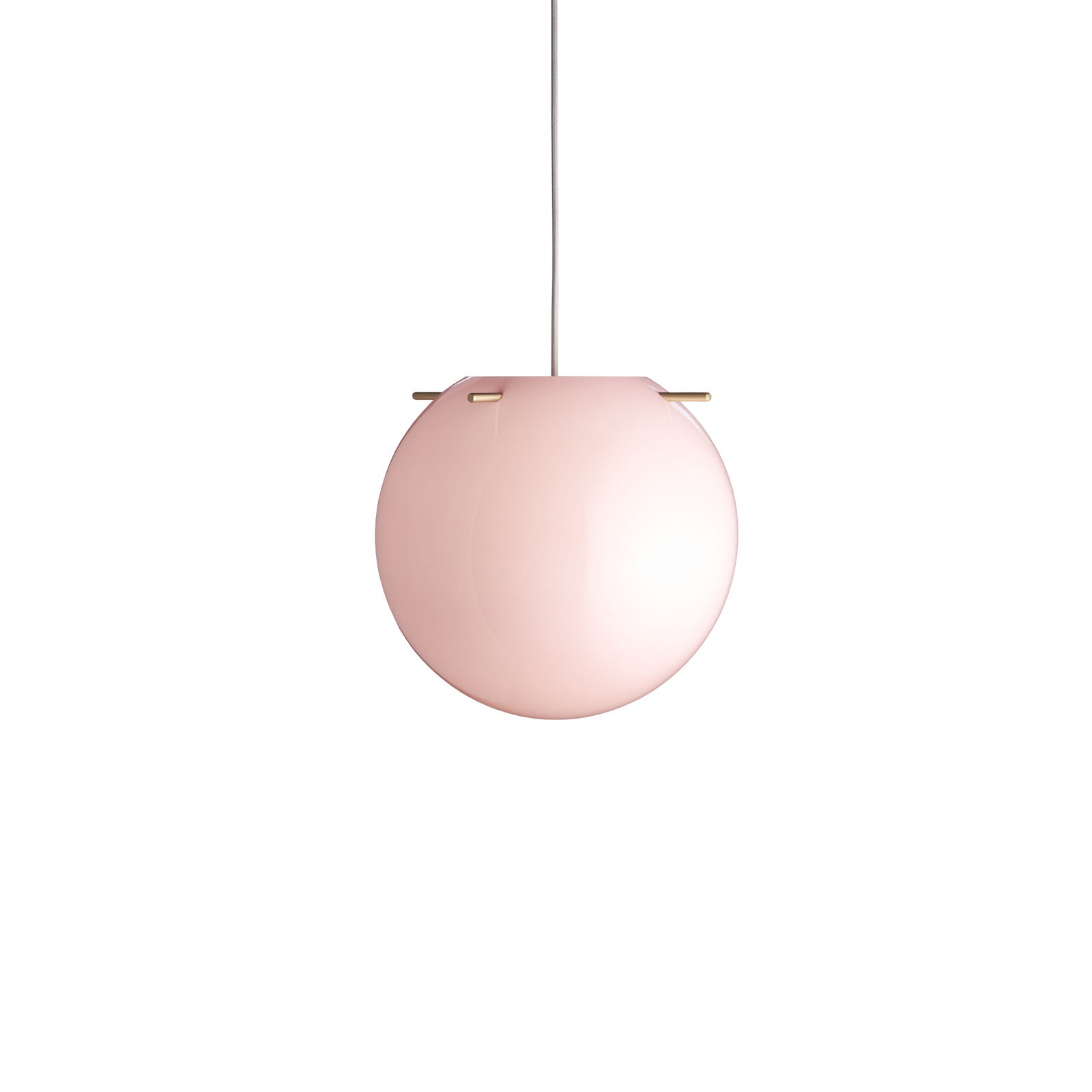 FRANDSEN lampada a sospensione Koi, vetro, rosa/ottone, Ø 19 cm