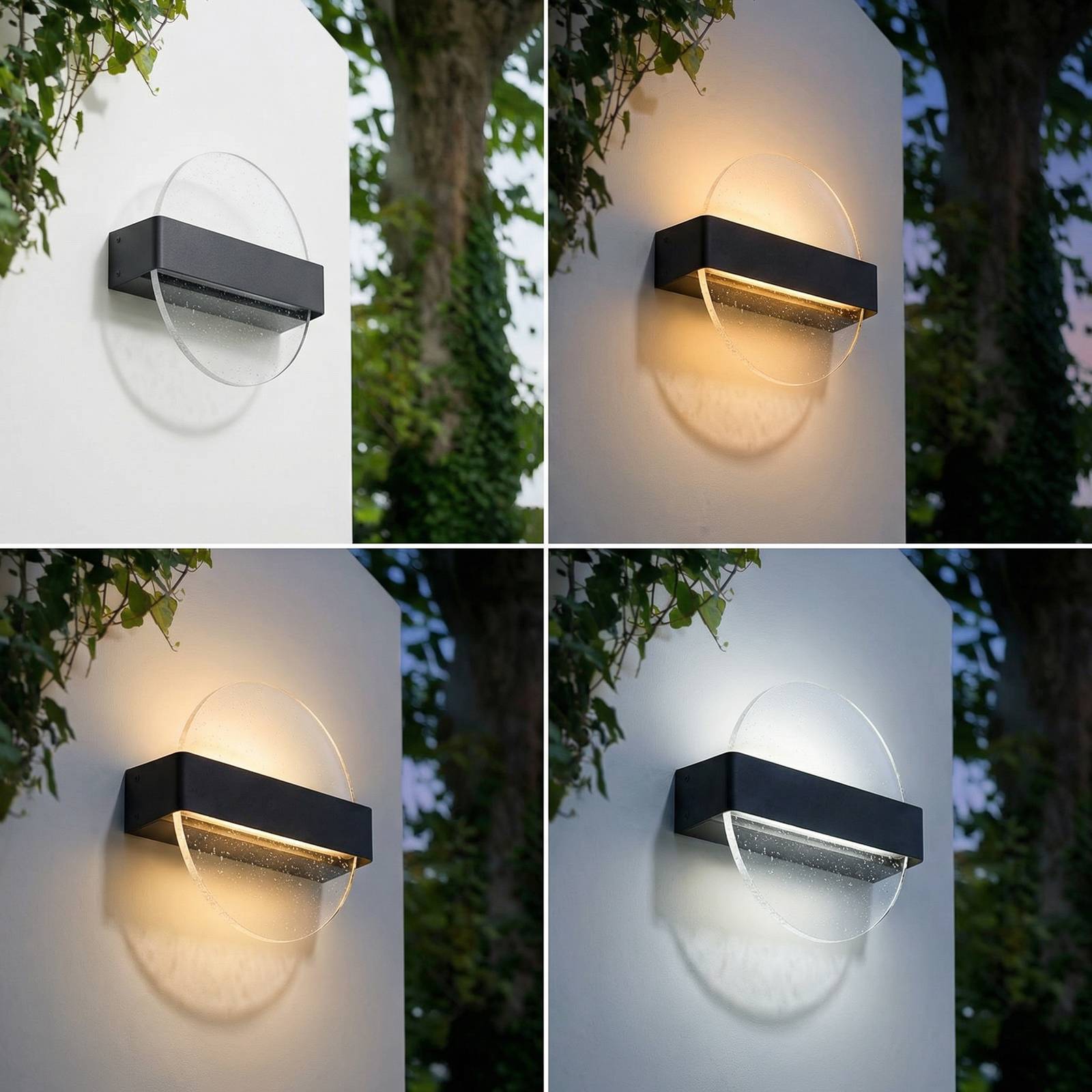 Kinkiet LED Lucande Narkelo, czarny/przezroczysty, CCT, IP44