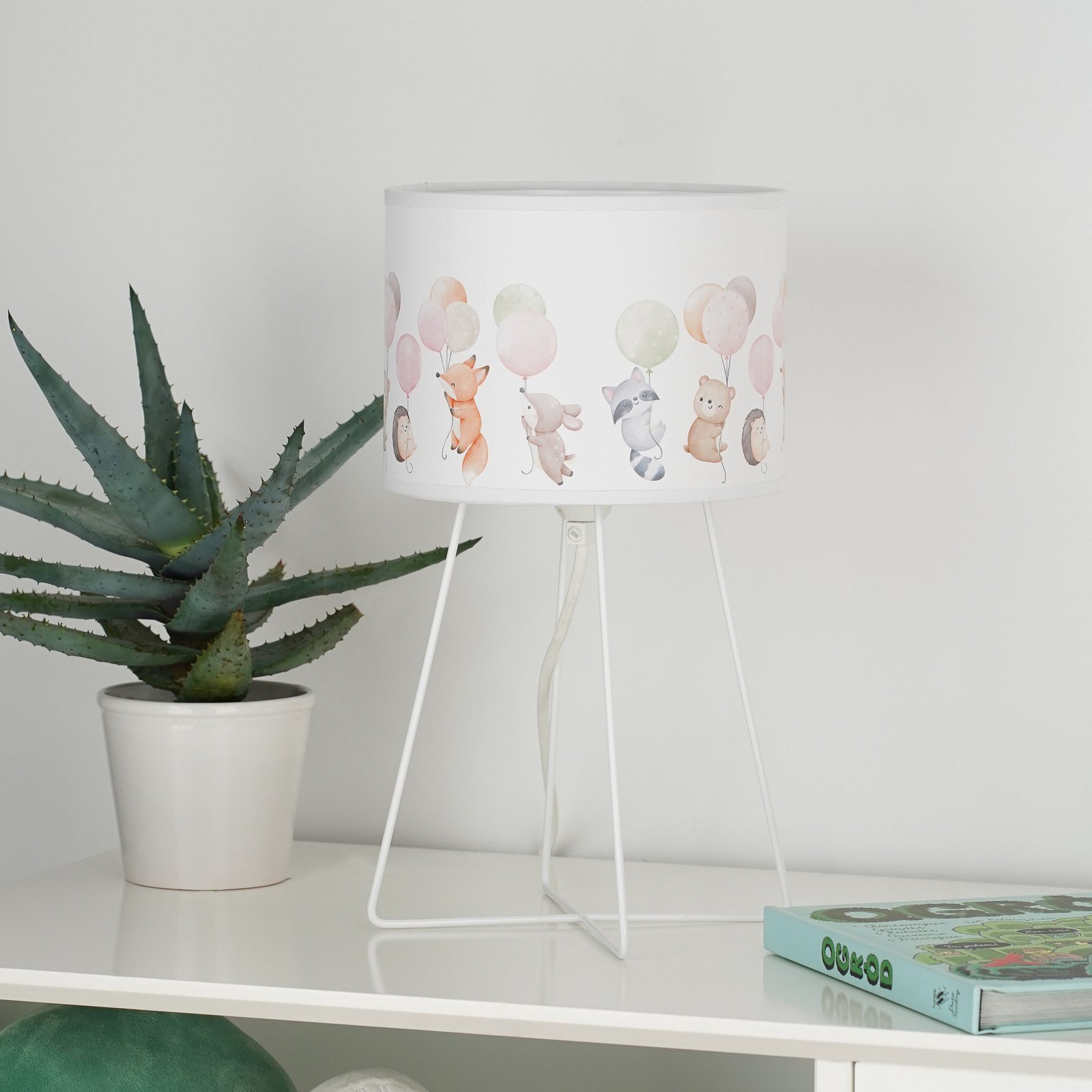 Freddy table lamp, colourful, animals, E14, height 32.5 cm