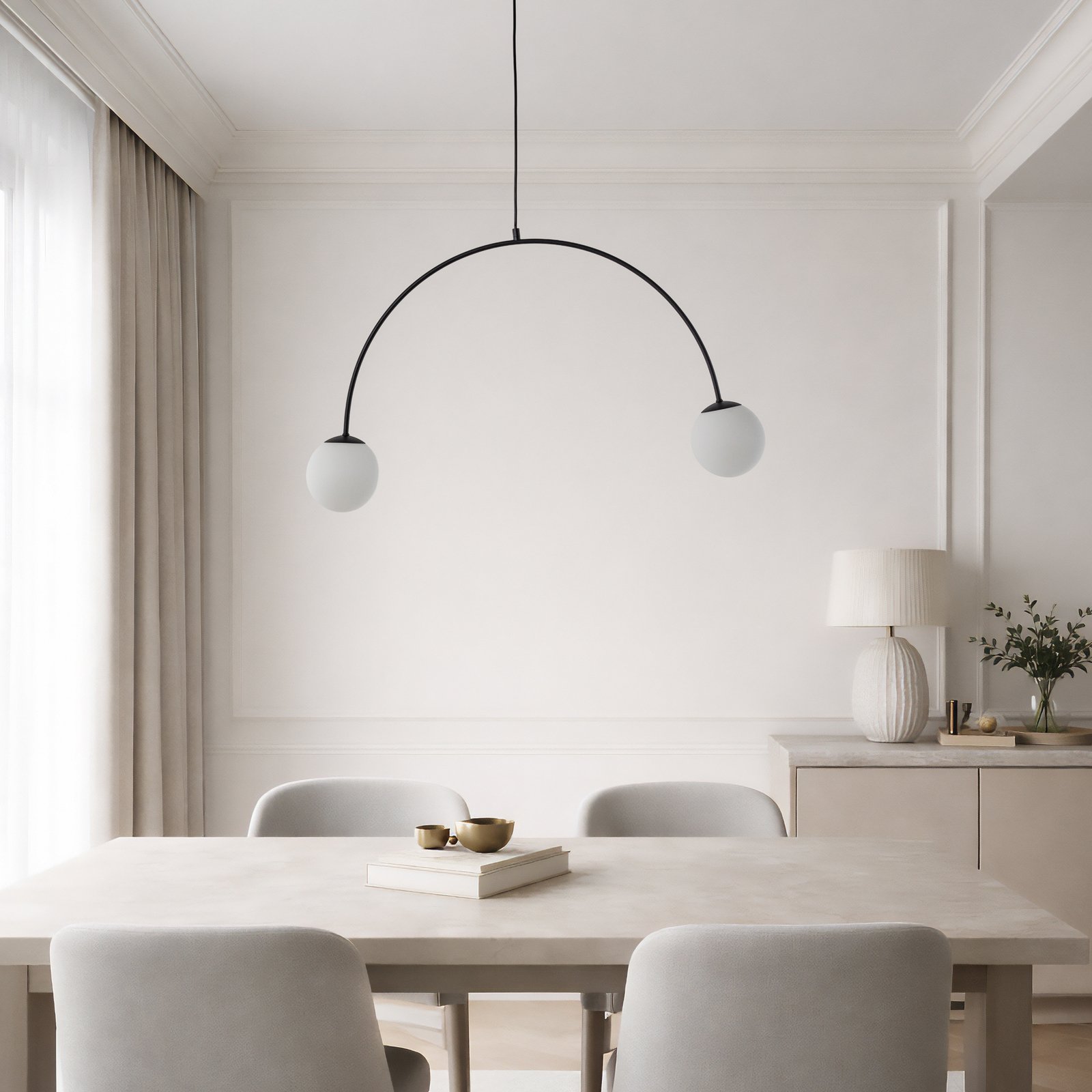 Hängeleuchte Nova, Glas/Metall, schwarz/weiß, 2-flammig