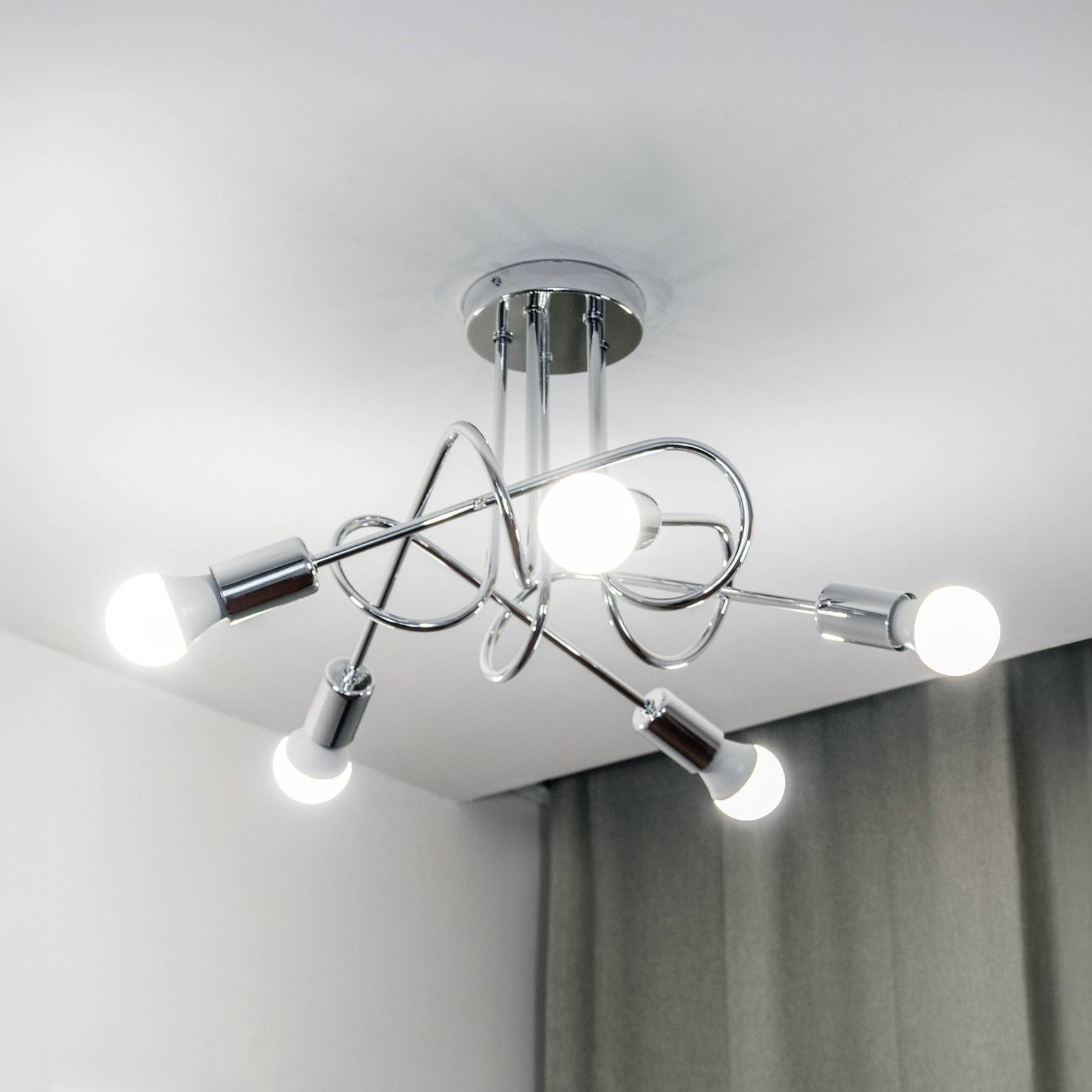 Lampa sufitowa Oxford, chrom, 5-punktowa, Ø 47 cm, metal
