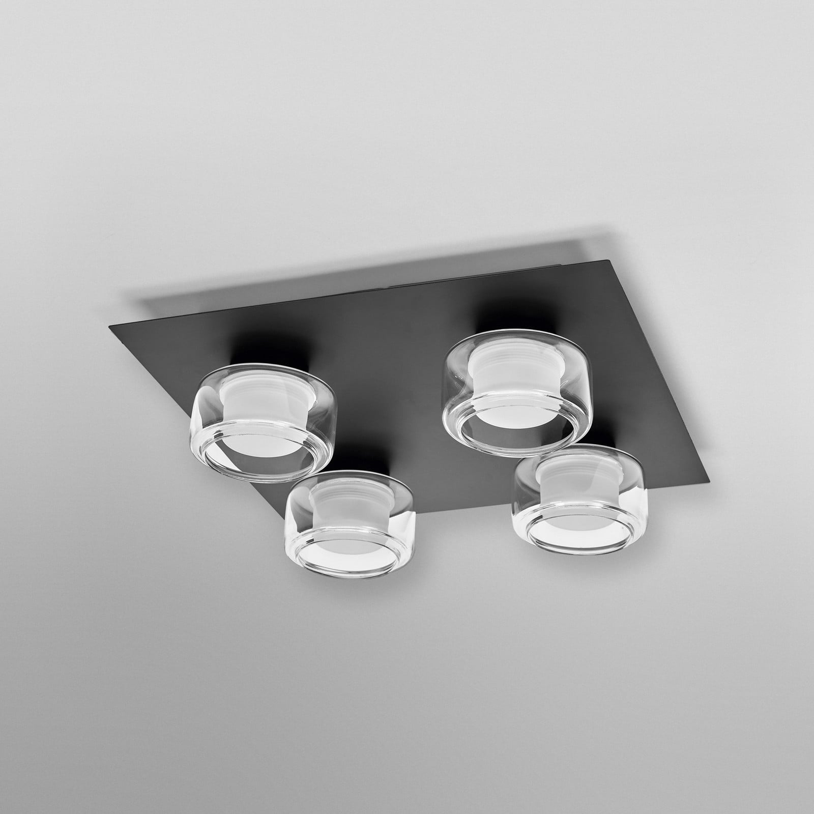 LEDVANCE Plafonieră LED Orbis Flame negru 4 becuri IP44 - Baie - negru clar - Metal