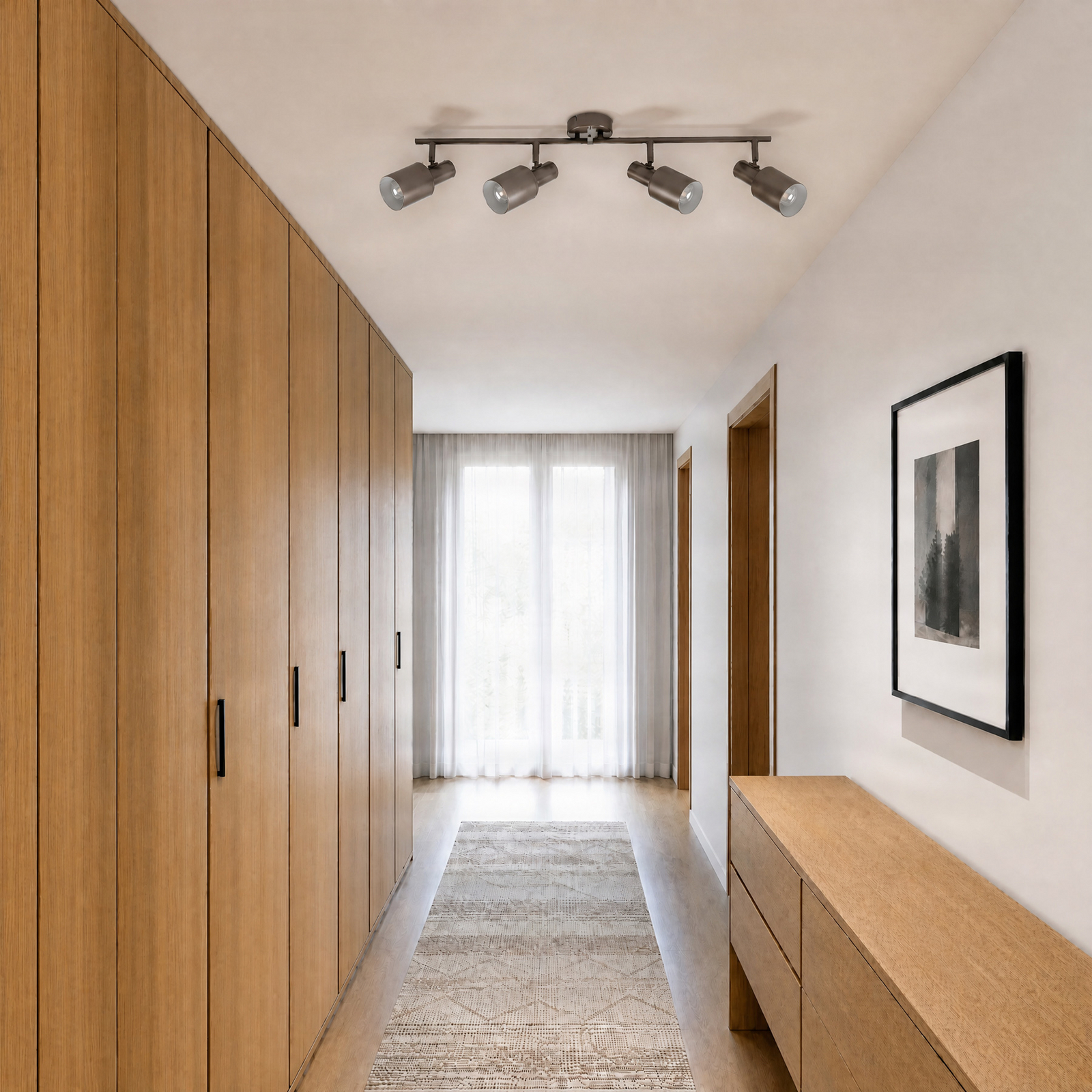 Spot pour plafond Lindby Ovelia, marron, 80 cm, à 4 lampes, E27