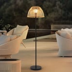 Lucande LED floor lamp Eligio, bamboo, Ø 39 cm, RGB