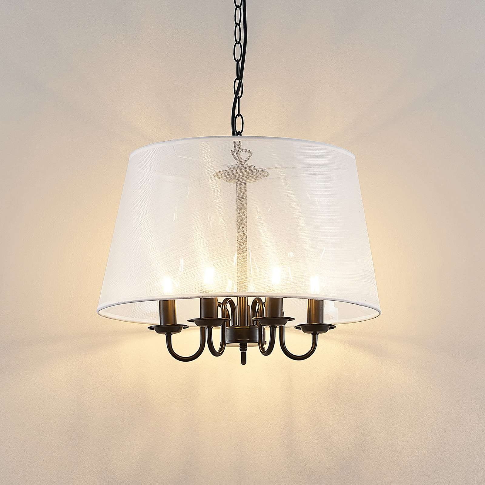 Lindby Talisha organza-hanglamp, wit