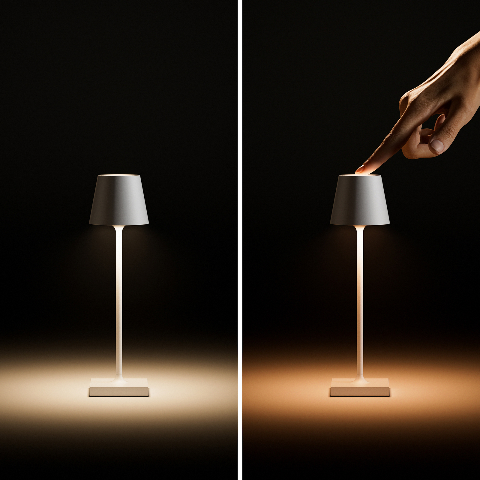 Lampe de table LED rechargeable Nuindie pocket, beige dune