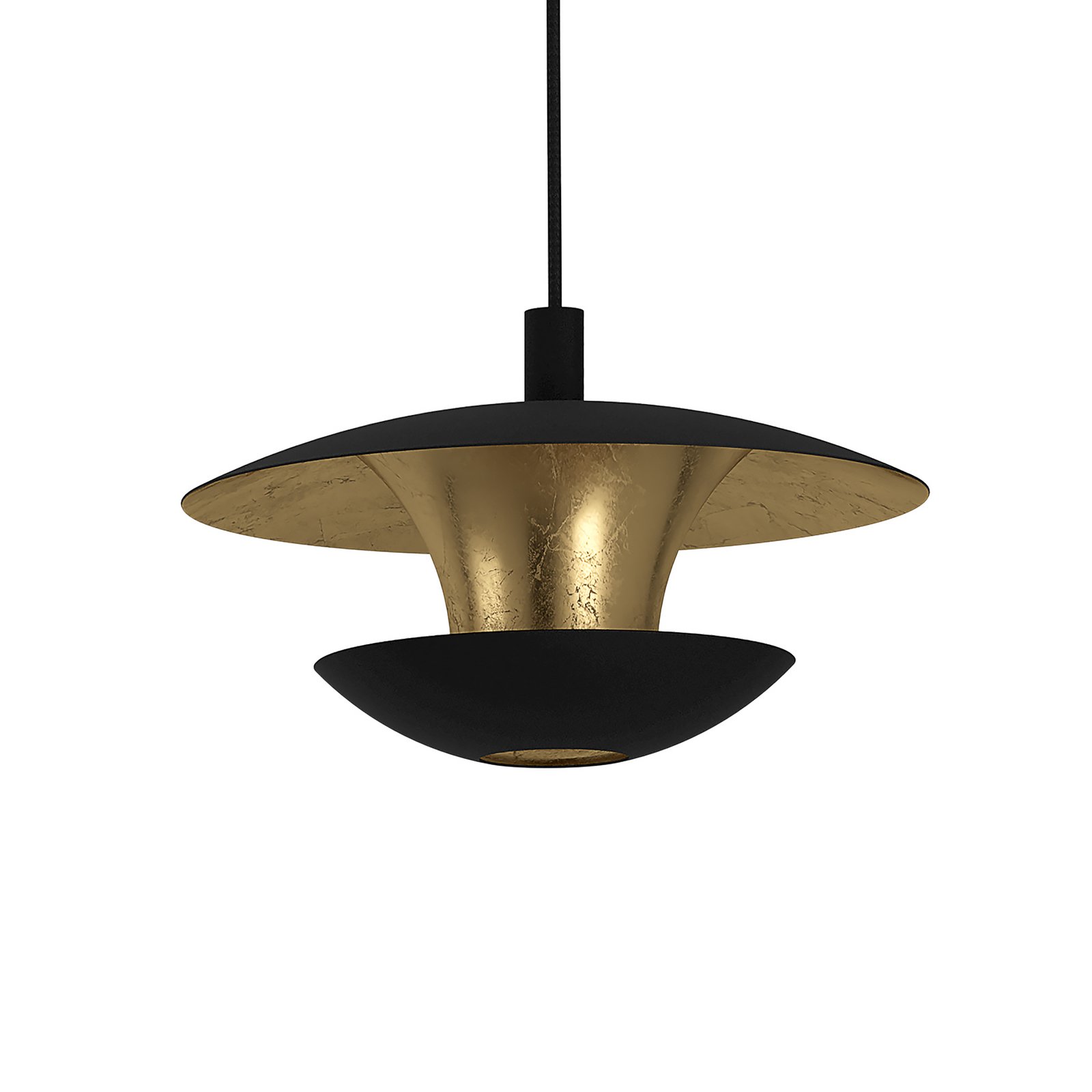 LED viseče svetilo Nuvano, trisvetlobno, črno/zlato LED viseče svetilo Nuvano, trisvetlobno, črno/zlato