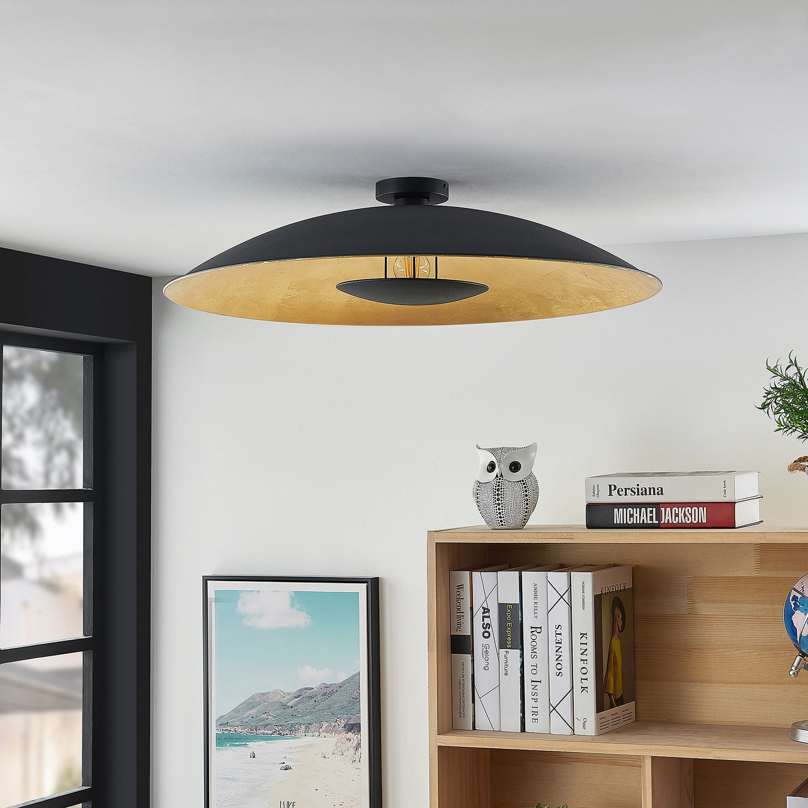 Narisara Ceiling Lamp Ø80 Black/Gold - Lindby