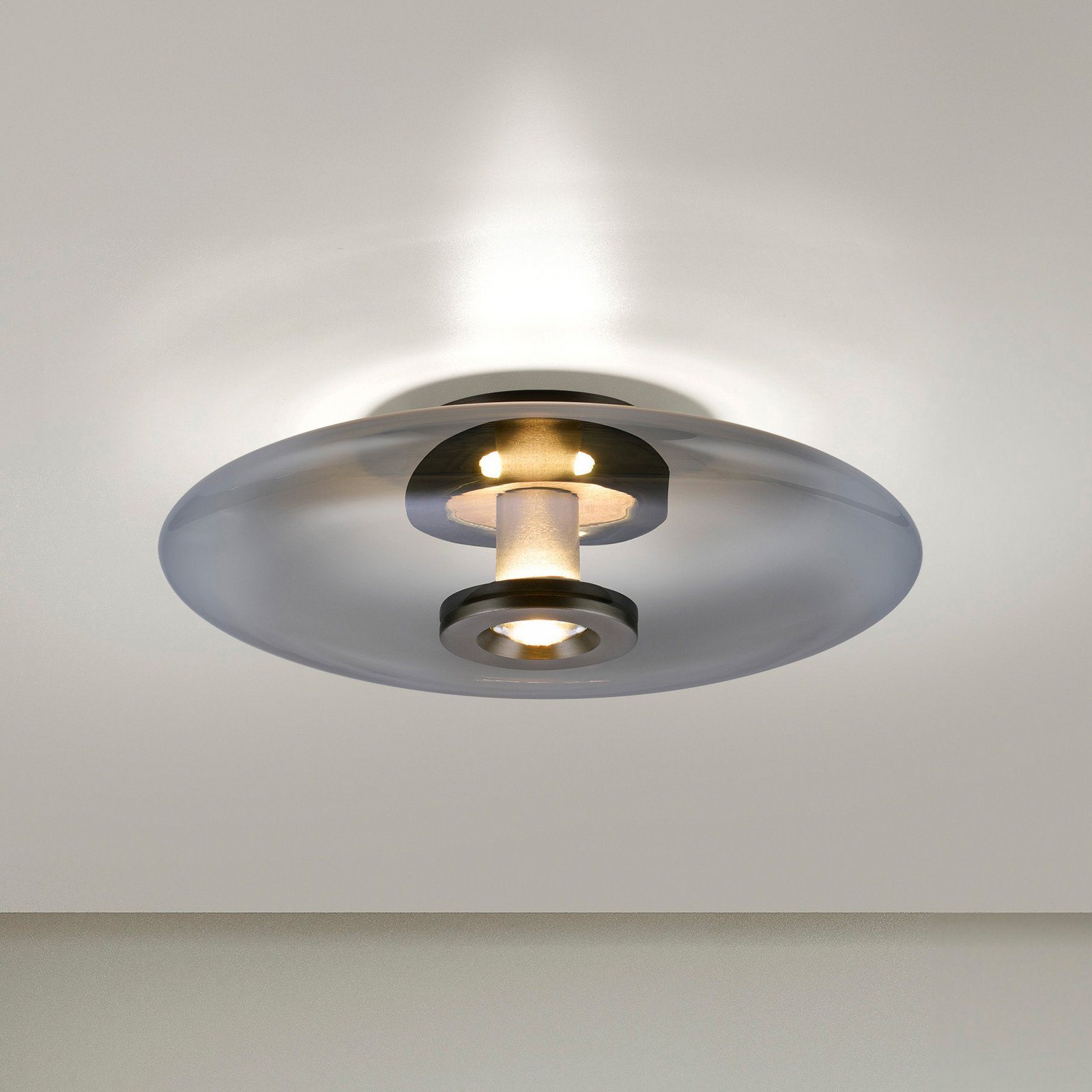 Plafonieră PURE Vitrum LED gri sticlă/aluminiu Ø 45 cm - Camera de zi / sufragerie - modern - gri gri fumuriu-transparent