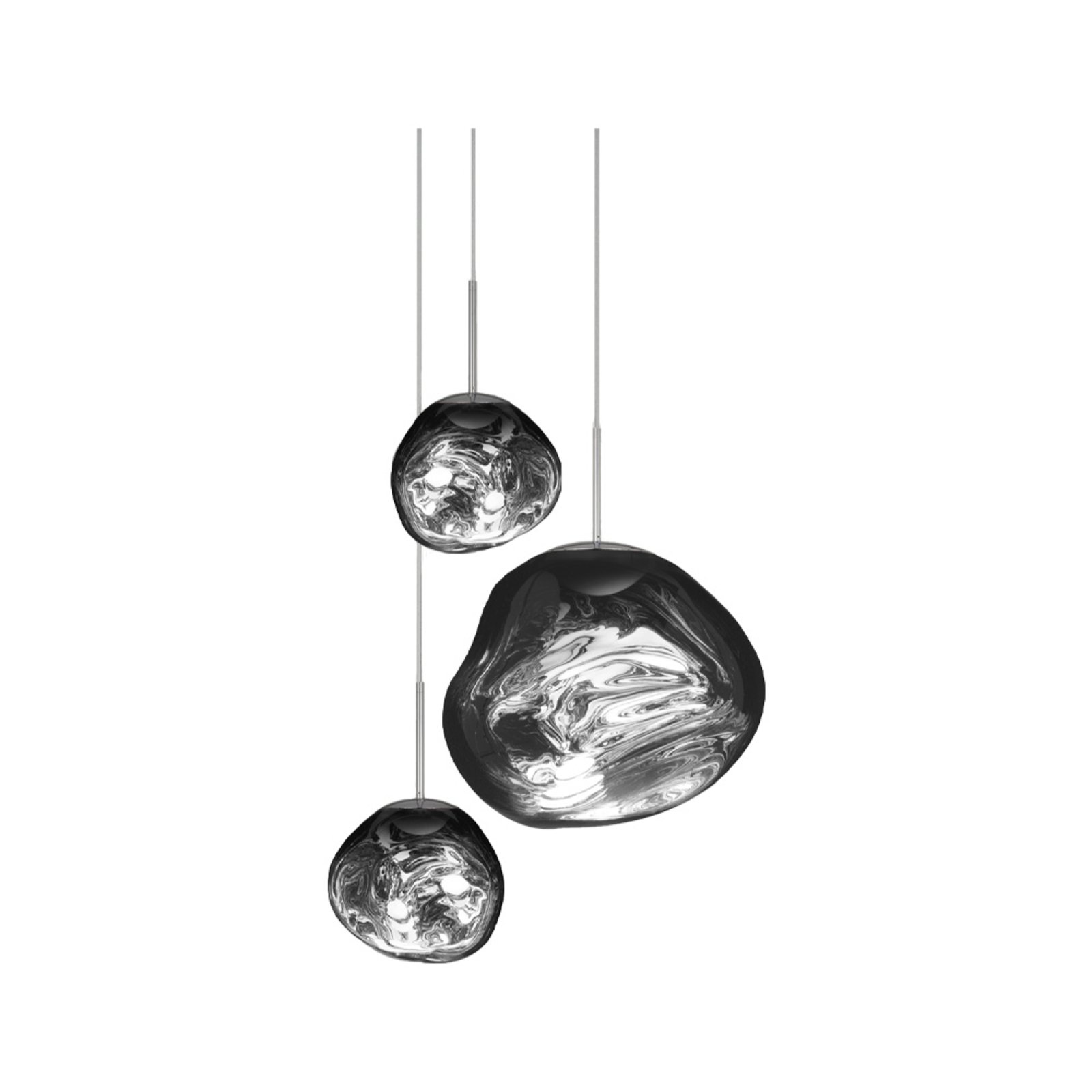 Melt Trio Round LED Candeeiro Suspenso Chrome - Tom Dixon