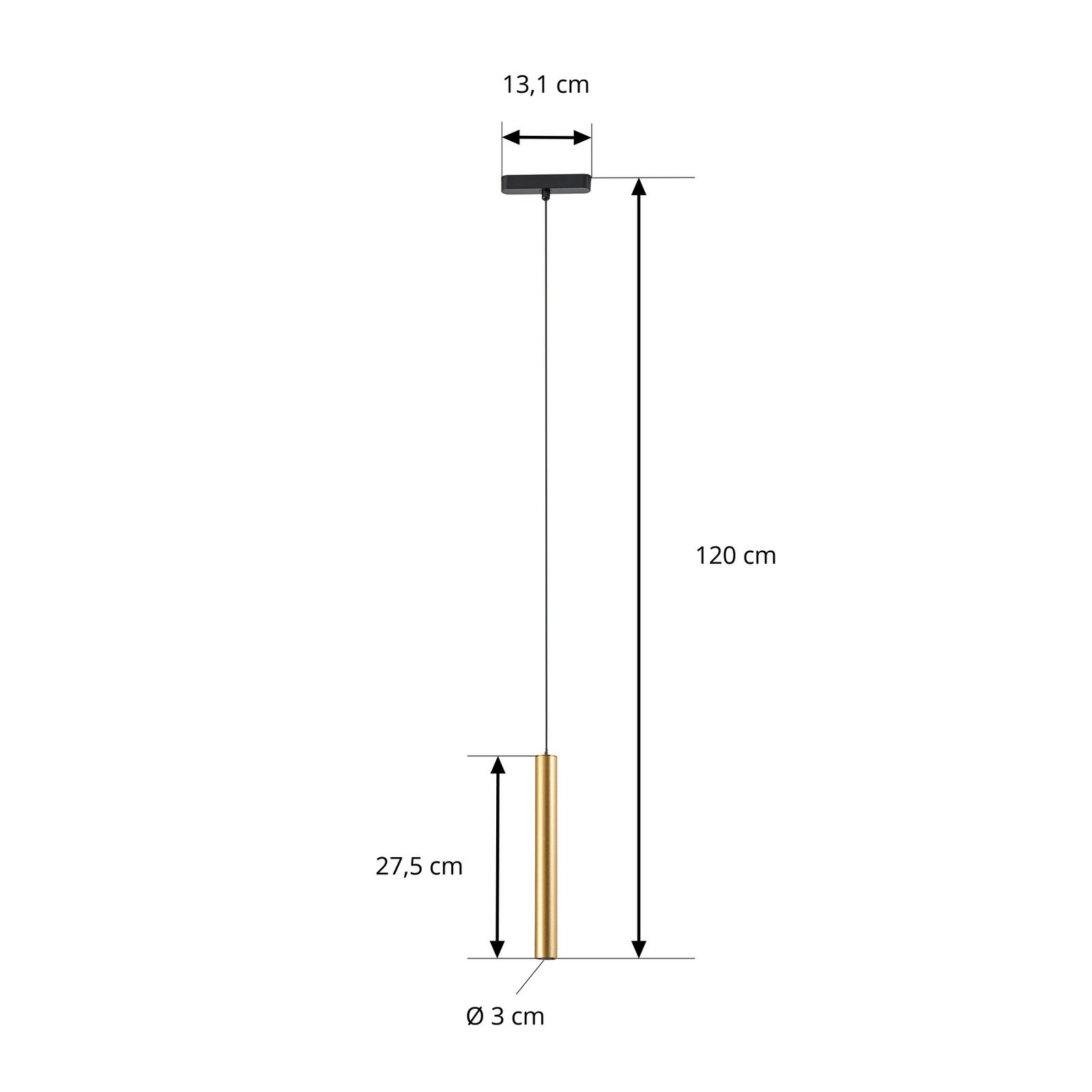 Suspension LED Lindby Lumaro, dorée, 27 cm, 48 V, à intensité variable