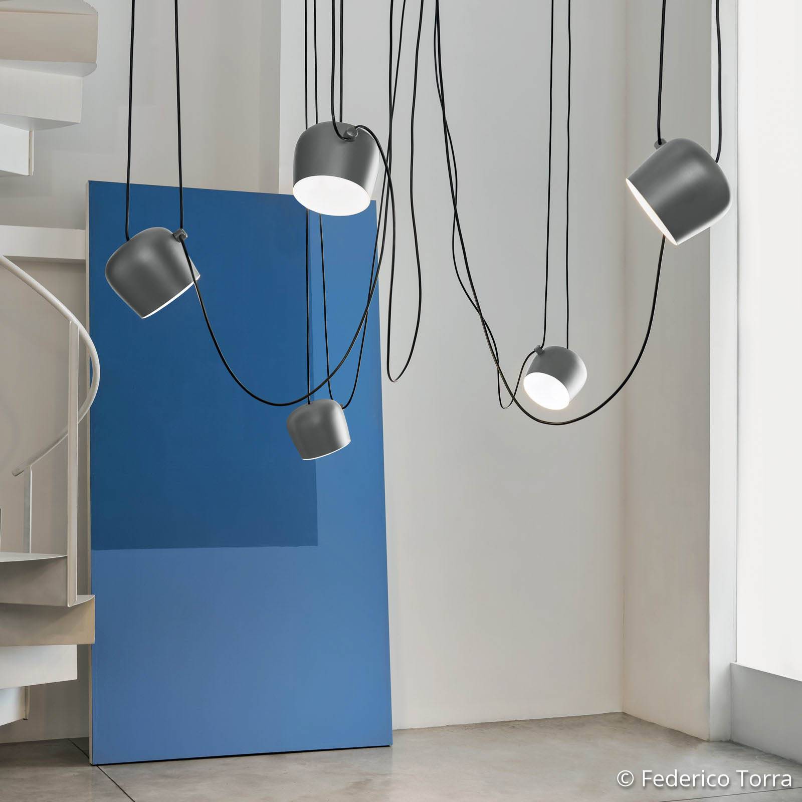 FLOS Aim závesné LED light silver eloxované