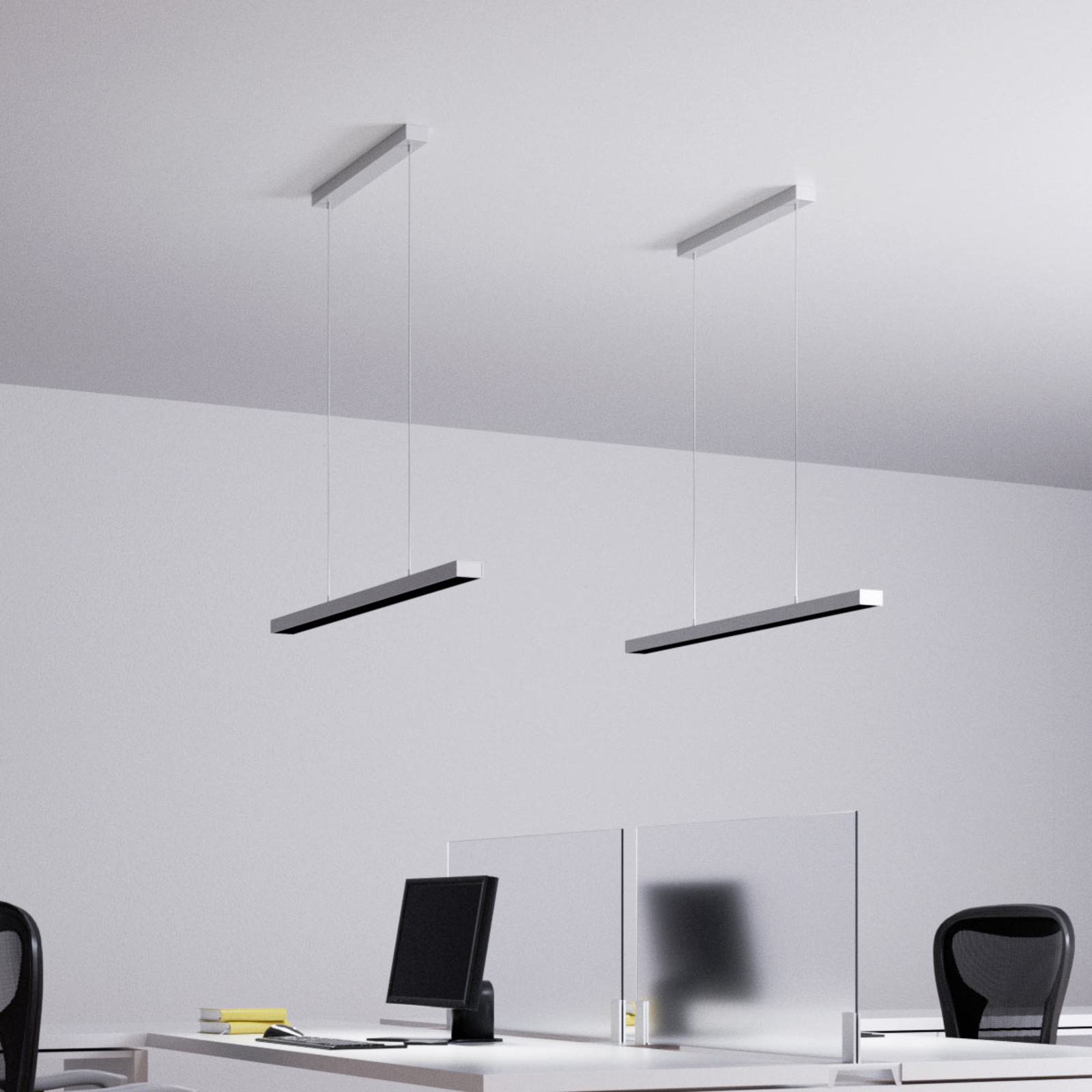 LED-Pendellampe Jolinda fürs Büro, silber
