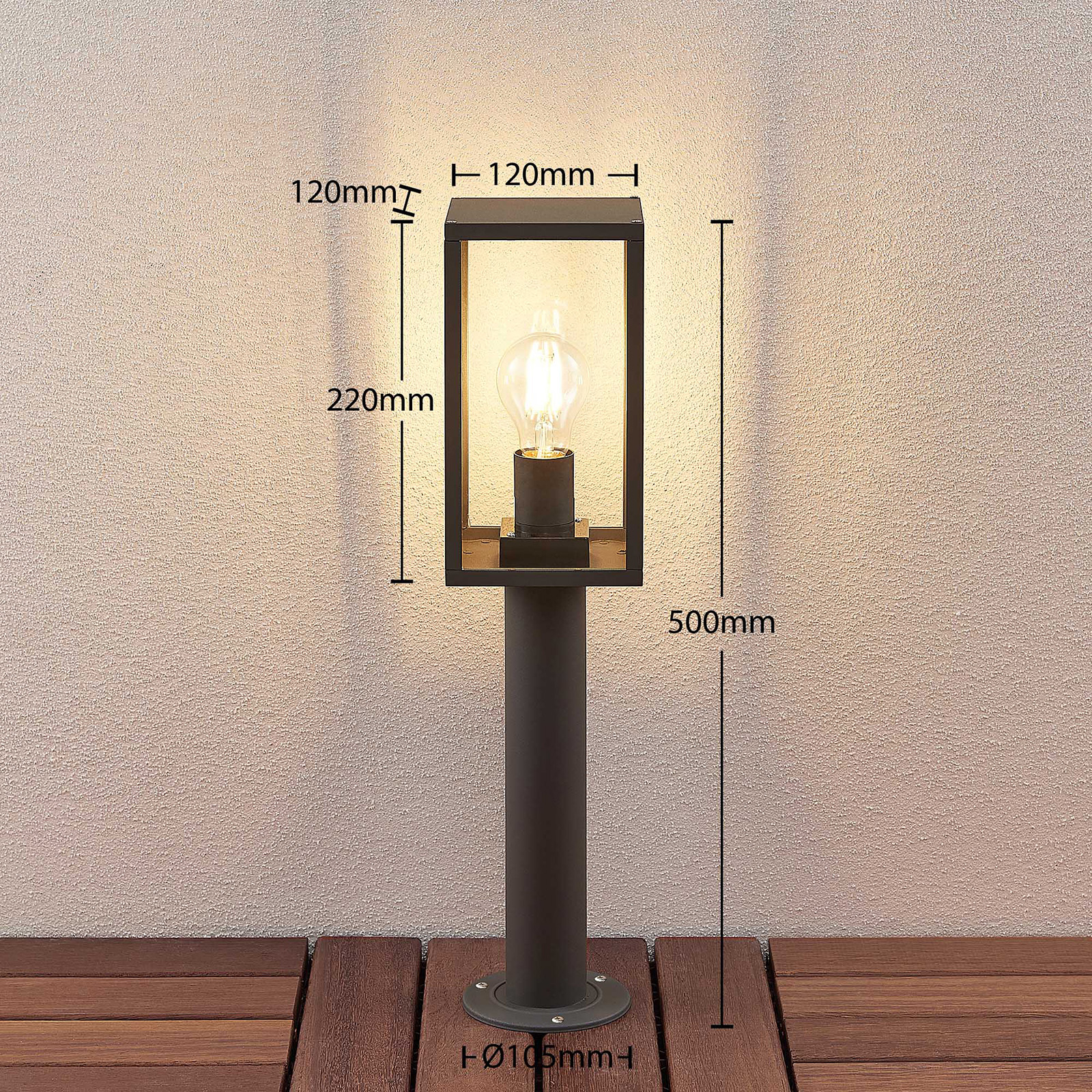 Lindby Filimon sockellampa, mörkgrå, E27