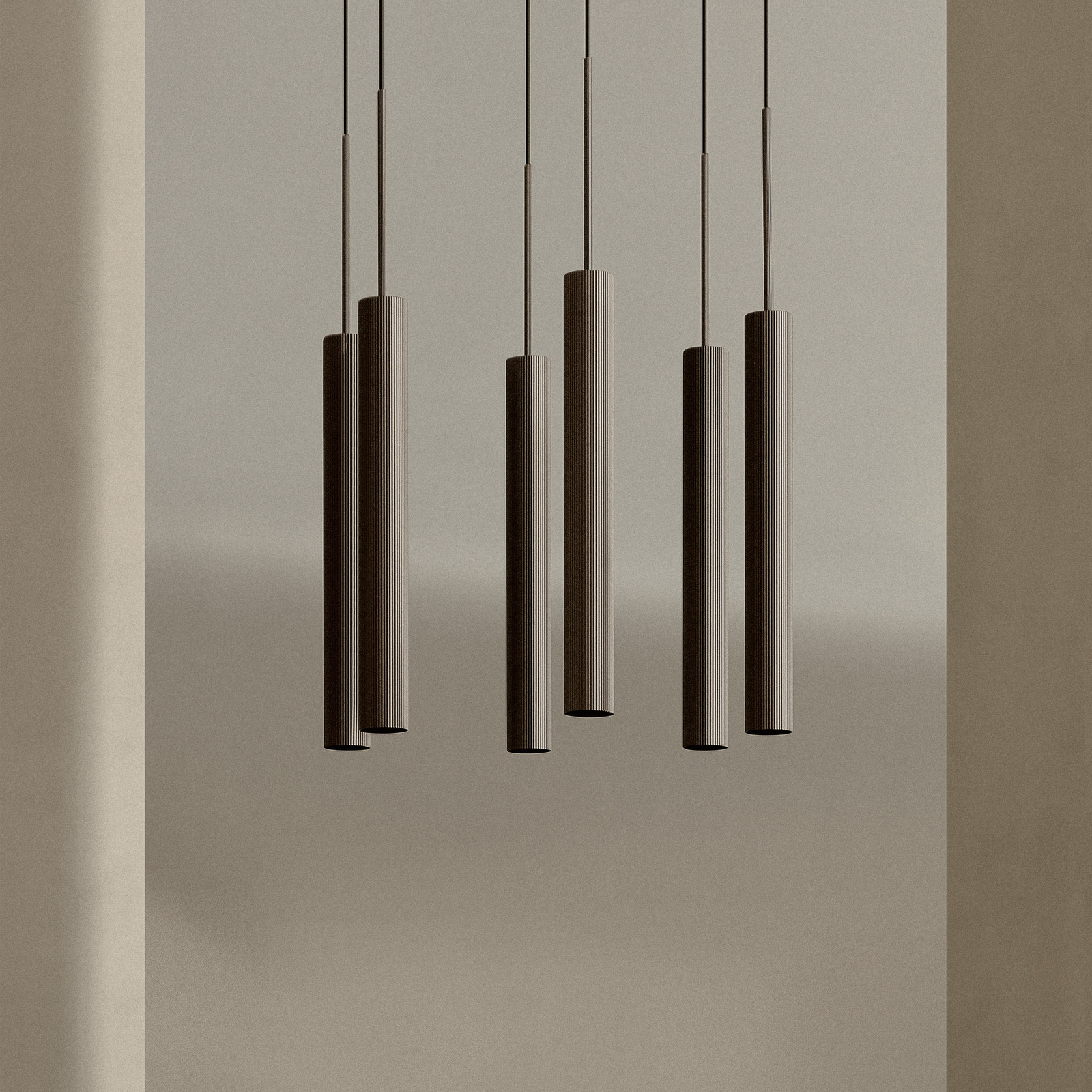 Audo hanglamp Tubulaire, brons, aluminium, 6-lamps, ring
