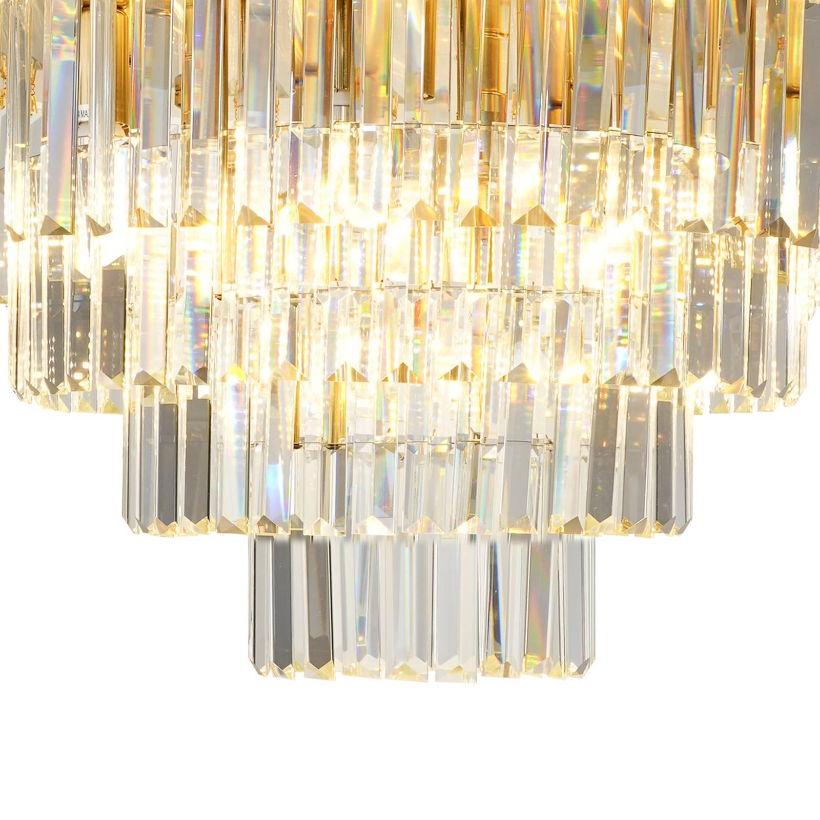 Lampa sufitowa Milano, Ø 60 cm, złota/kryształ, szkło, 9 x E14