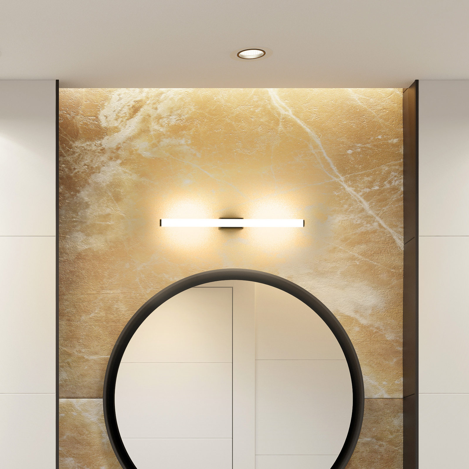 Kinkiet LED VINA S, czarny, szerokość 40 cm, IP44, CCT