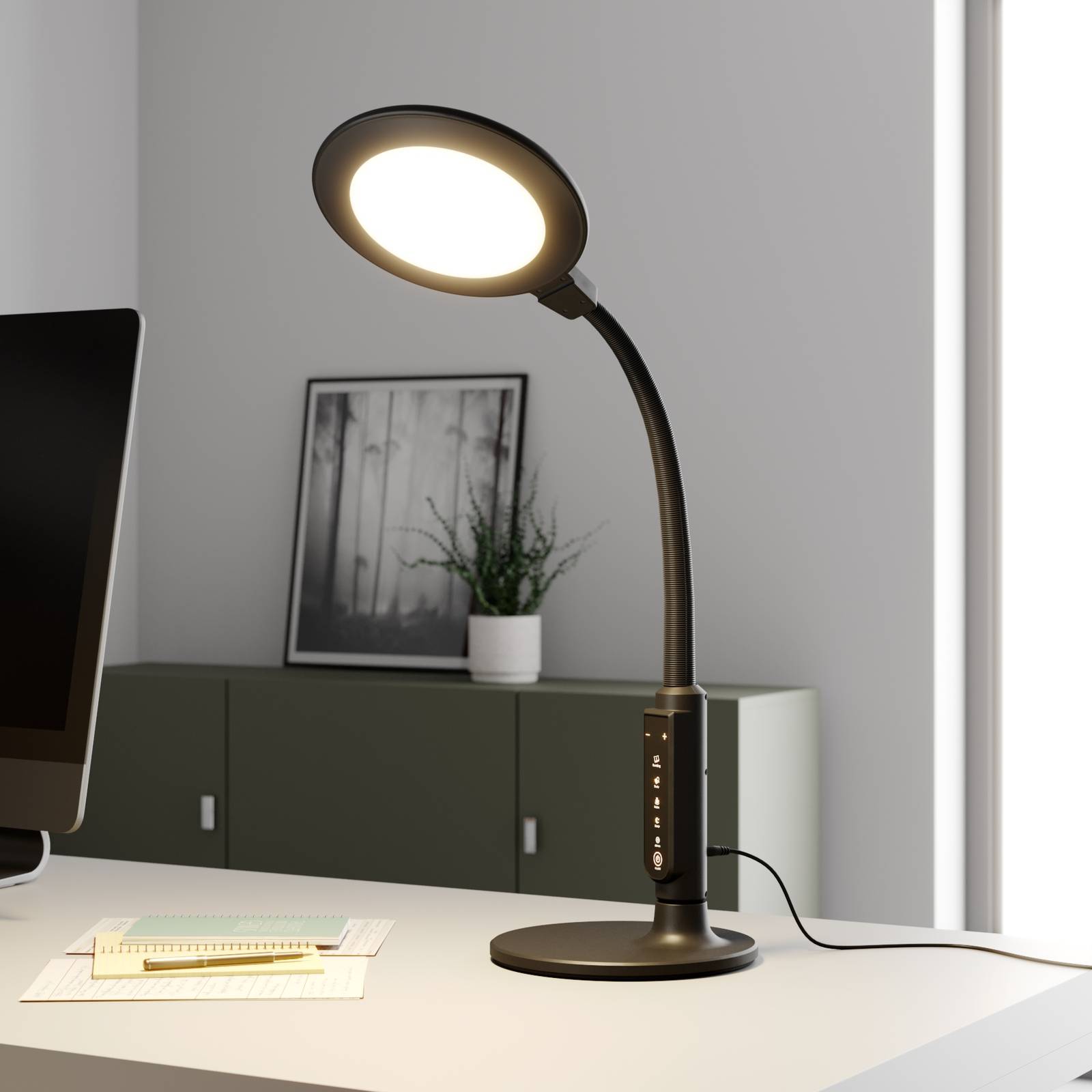 Arcchio LED-bureaulamp - bureaulampje - Werkkamer / Kantoor - dimbaar - Modern - zwart - kunststof, staal