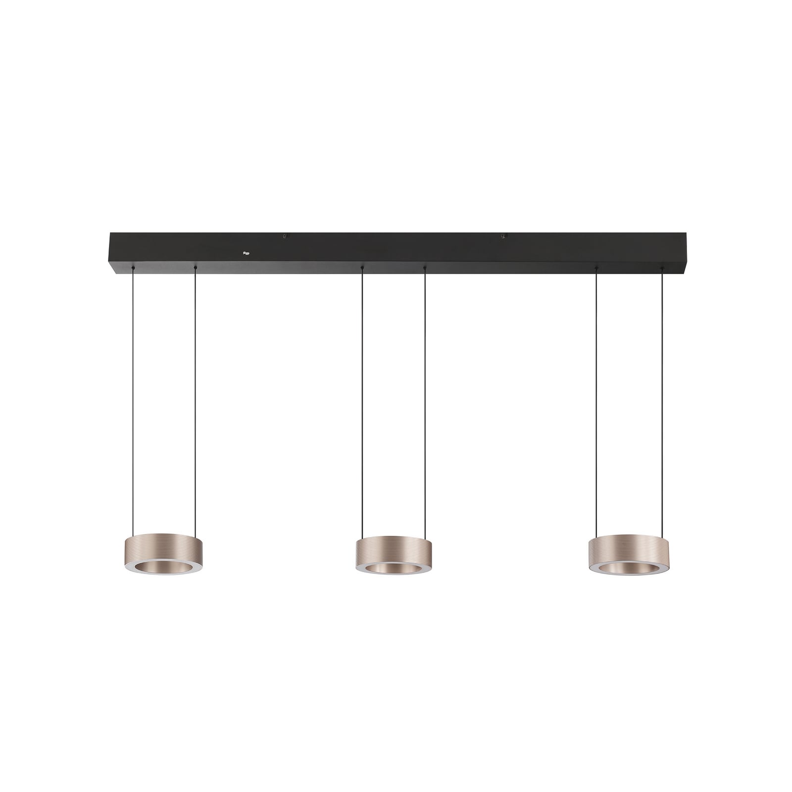 Lampada LED a sospensione Axion, nera/marrone, lunghezza 118 cm, CCT