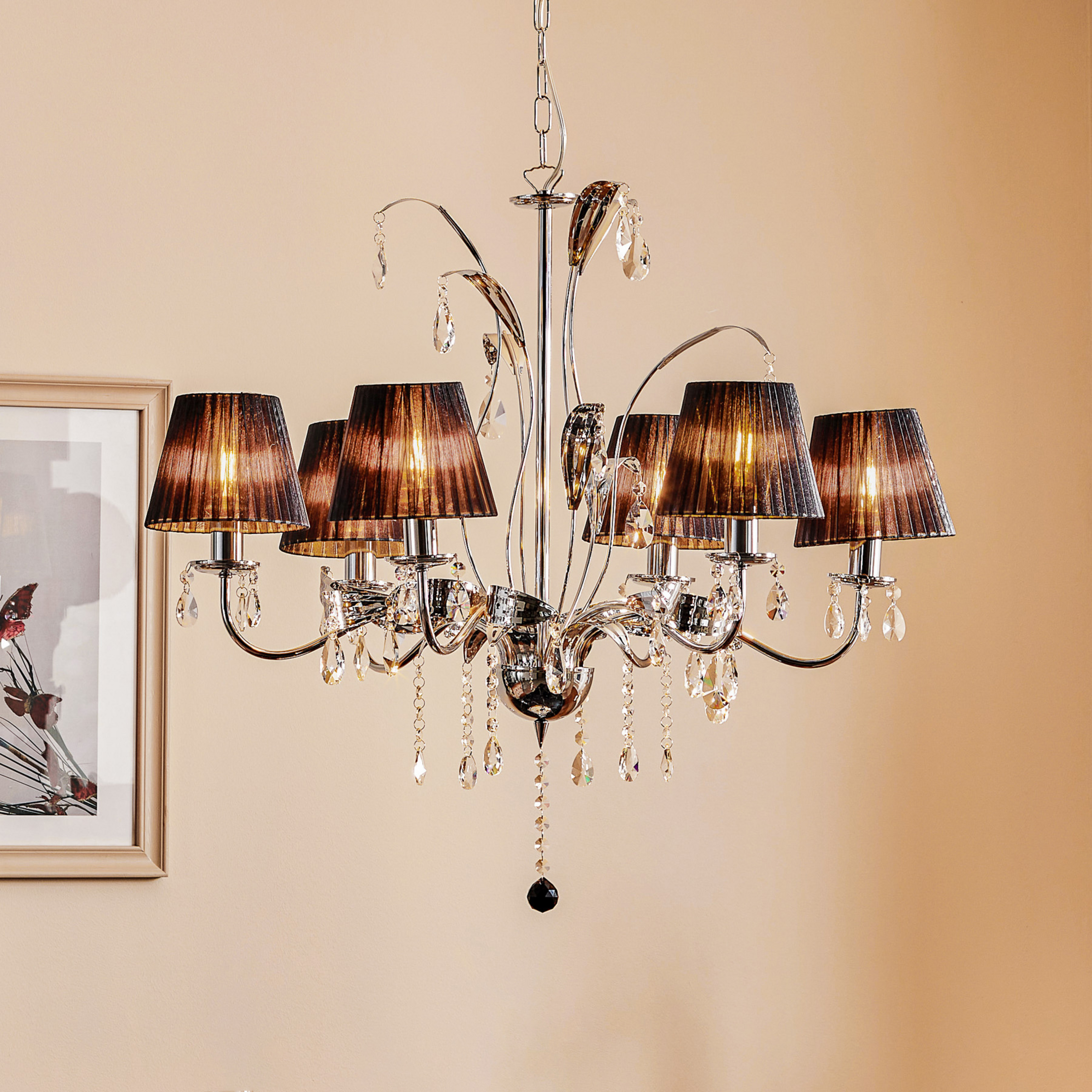 Candelabru Jacqueline, 6 becuri, negru