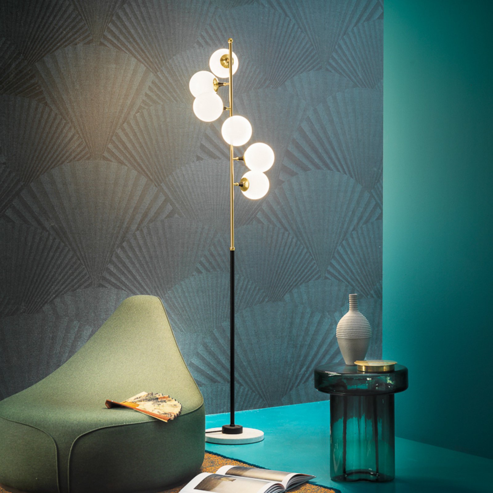 Galassia LED-Stehleuchte, gold, 6-flammig - Stilnovo