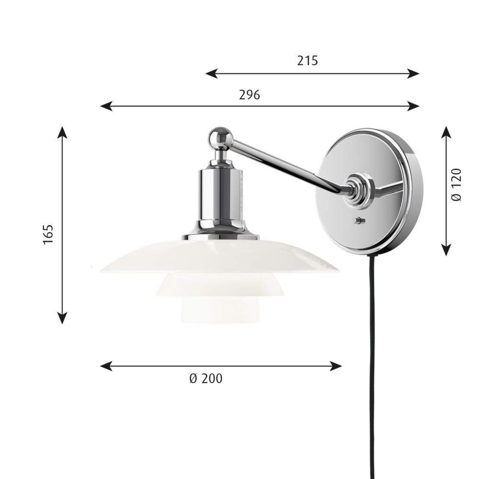 PH 2/1 Wall Lamp White Opal Glass - Louis Poulsen