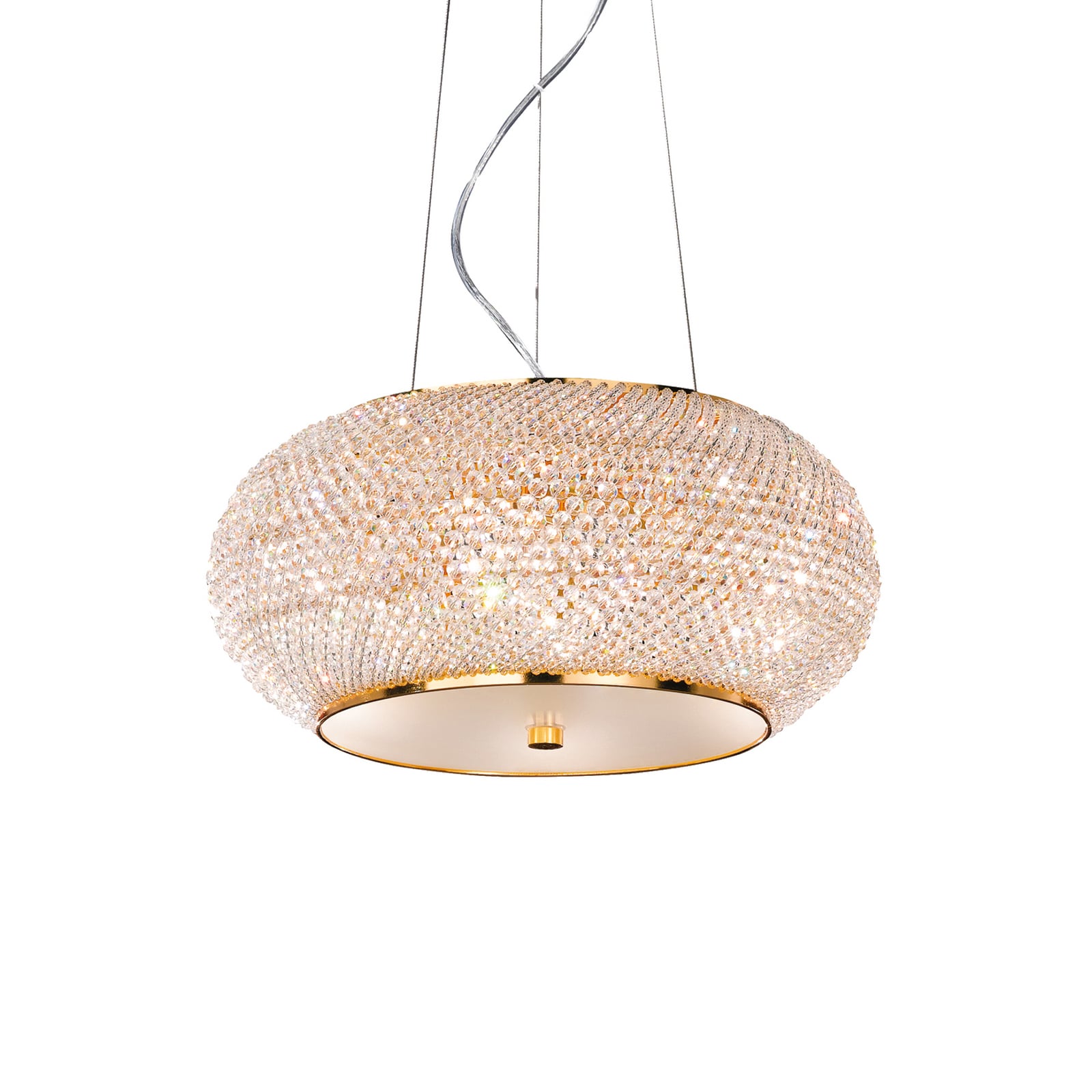 Suspension IDEAL LUX Pasha, dorée/transparente, Ø 40 cm, verre Suspension IDEAL LUX Pasha, dorée/transparente, Ø 40 cm, verre