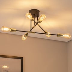 Plafoniera Ilia, nero/oro, 6 luci