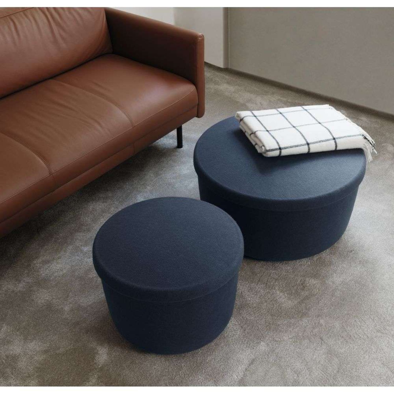 Hide Storage Pouf Small Steel Blue - Normann Copenhagen