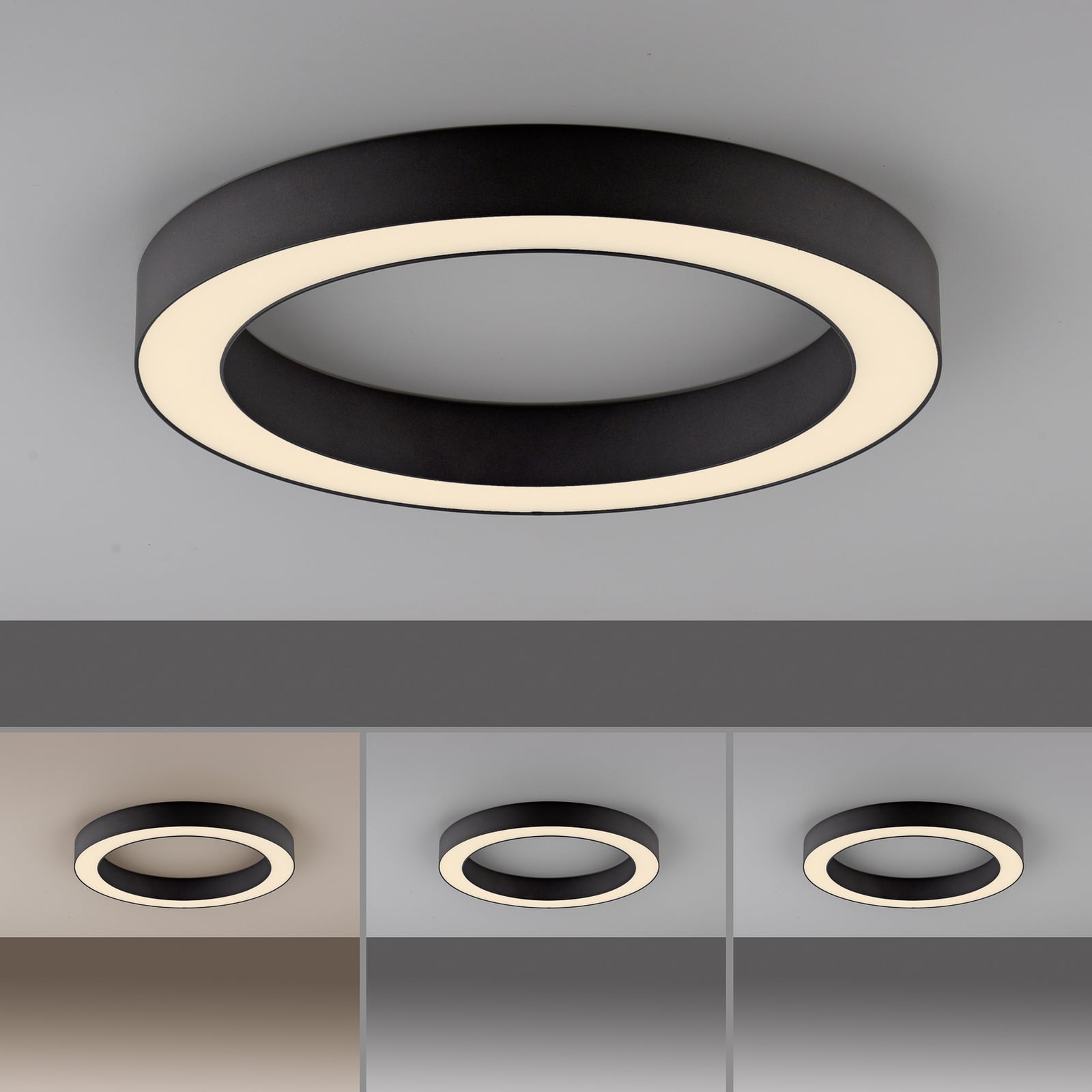 Lines LED-Deckenlampe, Ø 35 cm, graphit, CCT, Remote - PURE