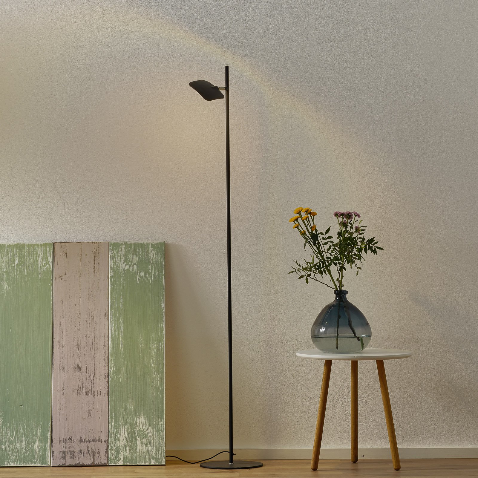 Freelight Raggio LED floor lamp, one-bulb, black, for Living / Dining Room, metal, 6.5 W, energy efficiency: A+, H: 140 cm