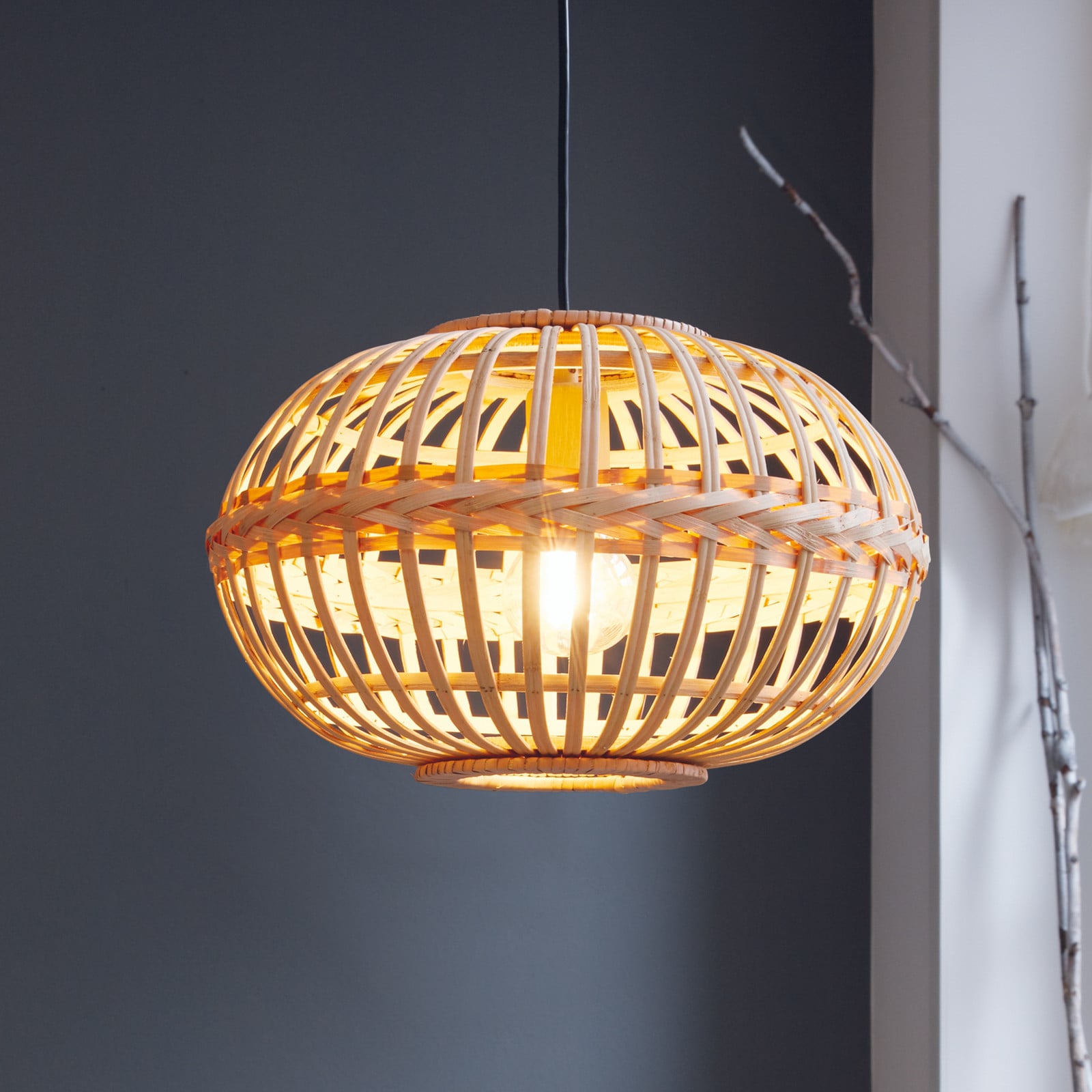 EGLO Amsfield lampă suspendată de bambus forma ovală - Camera de zi / sufragerie - modern - maro deschis - Bamboo