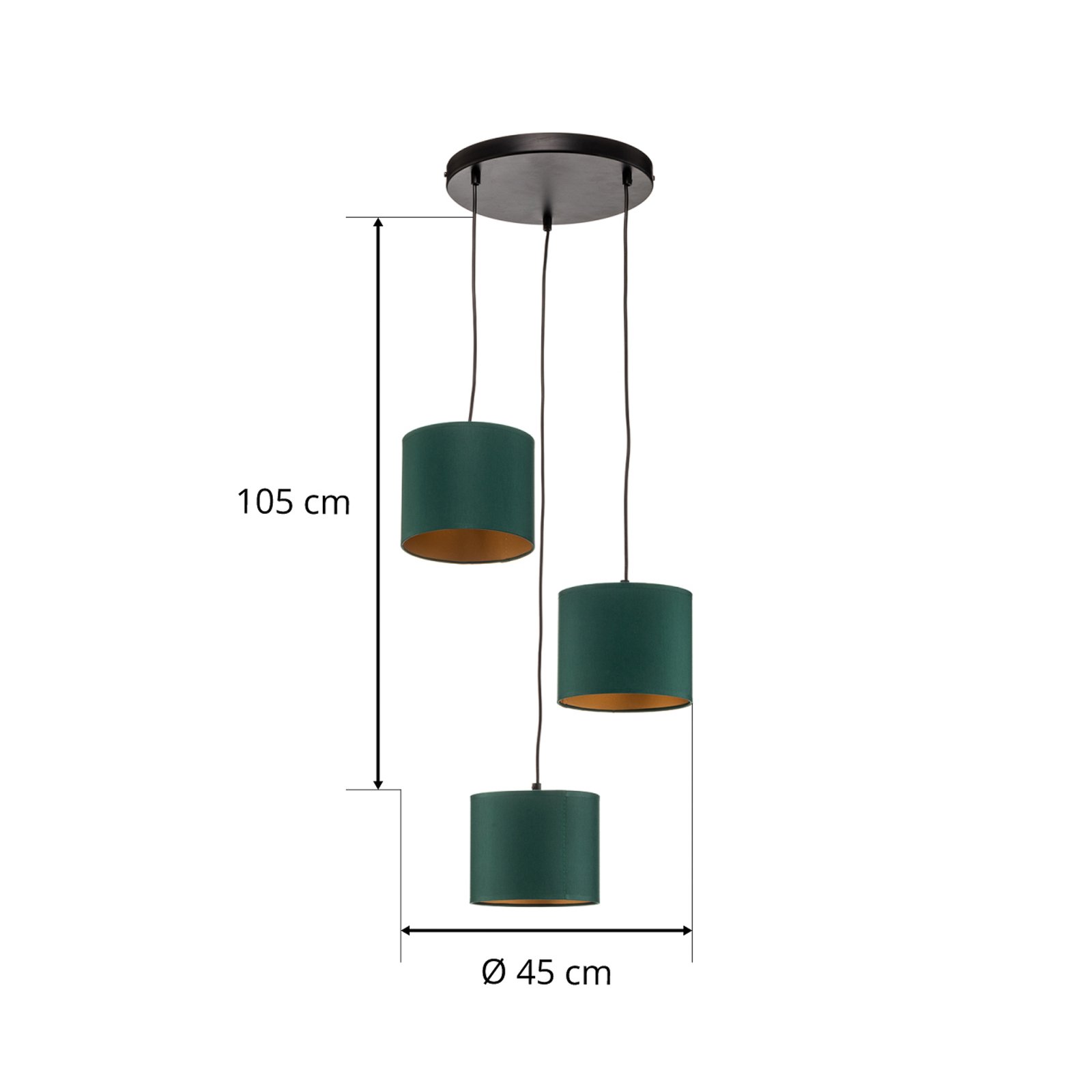 Żyrandol Soho cylinder okrągły 3-pkt. szary/złoty