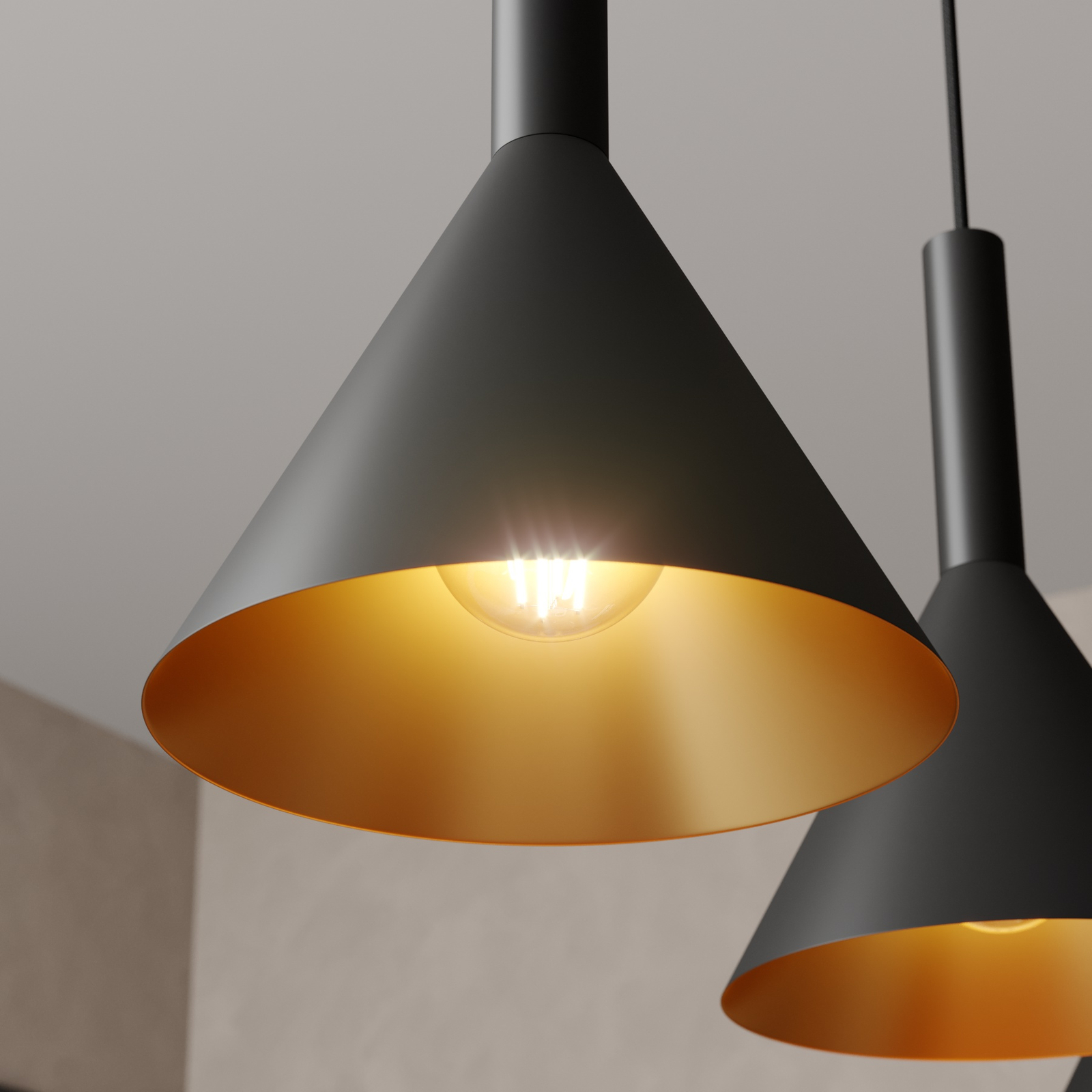Arcchio Tadej függő lámpa 4izzós fekete-arany