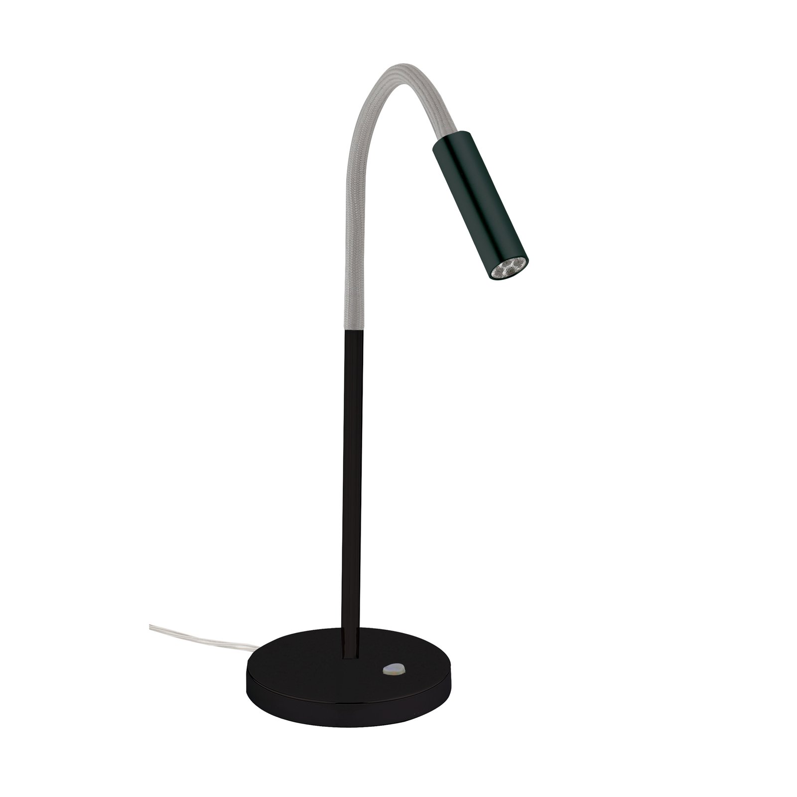 LED-bordlampe Rocco, matt svart fleksibel arm grå