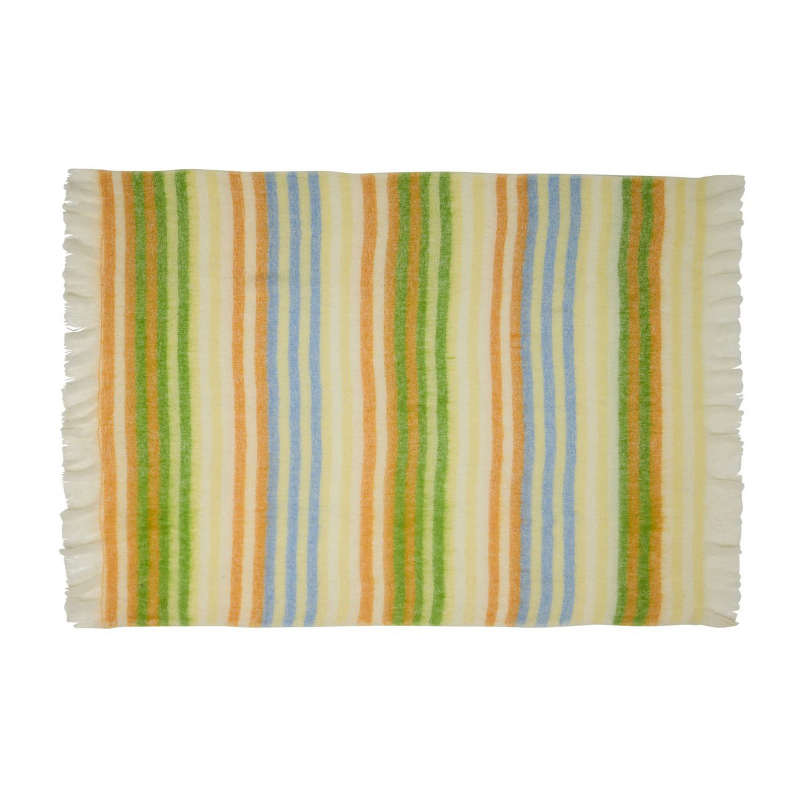 Loom Decke, grün/gelb gestreift, 140 x 200cm - HÜBSCH