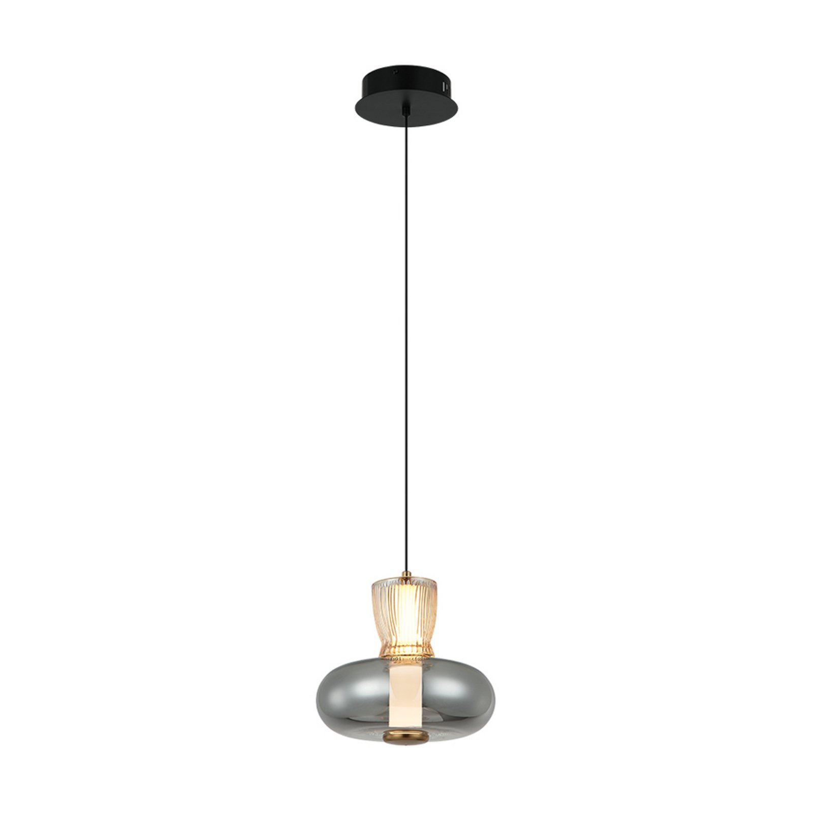 LED hanglamp Sire, Ø 22 cm, rookgrijs/brons, metaal/glas