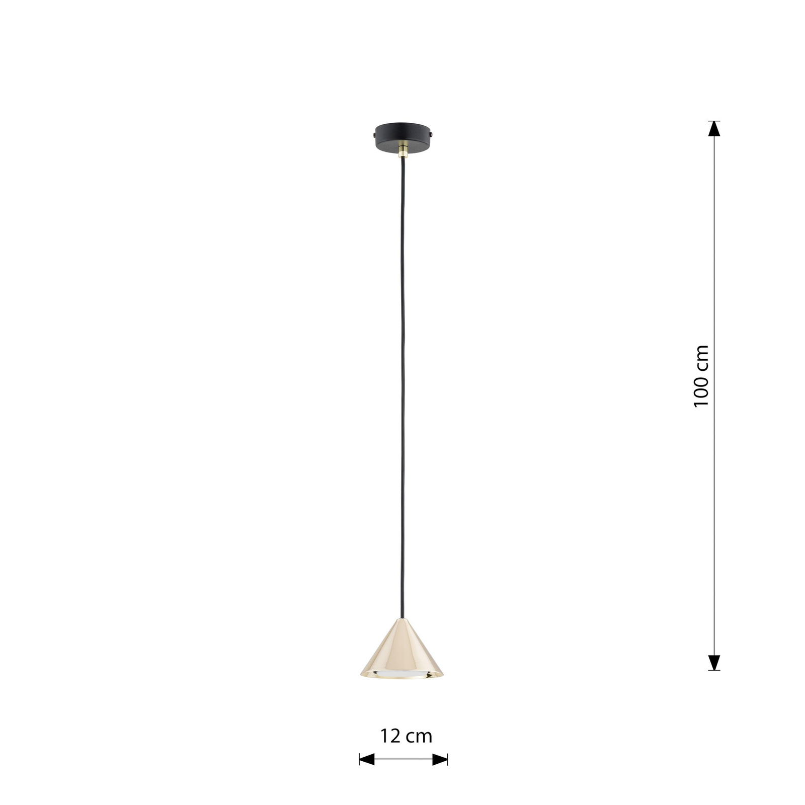 Elit pendant light, 1-bulb, gold-coloured, metal