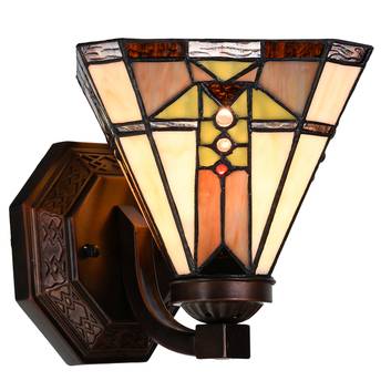 Vägglampa 5LL-6100 i Tifffanylook, beigebrun