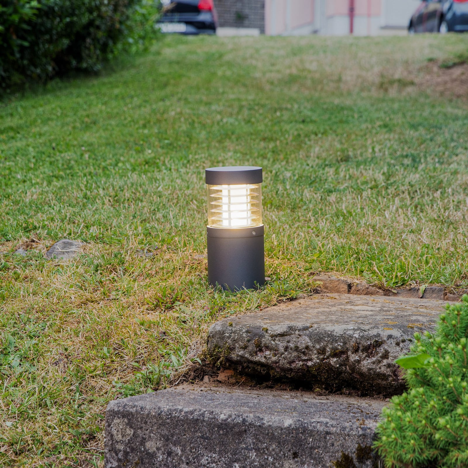 Lucande Lampă cu soclu LED Lucius 27cm antracit IP54 - Modern - antracit clar - Aluminiu