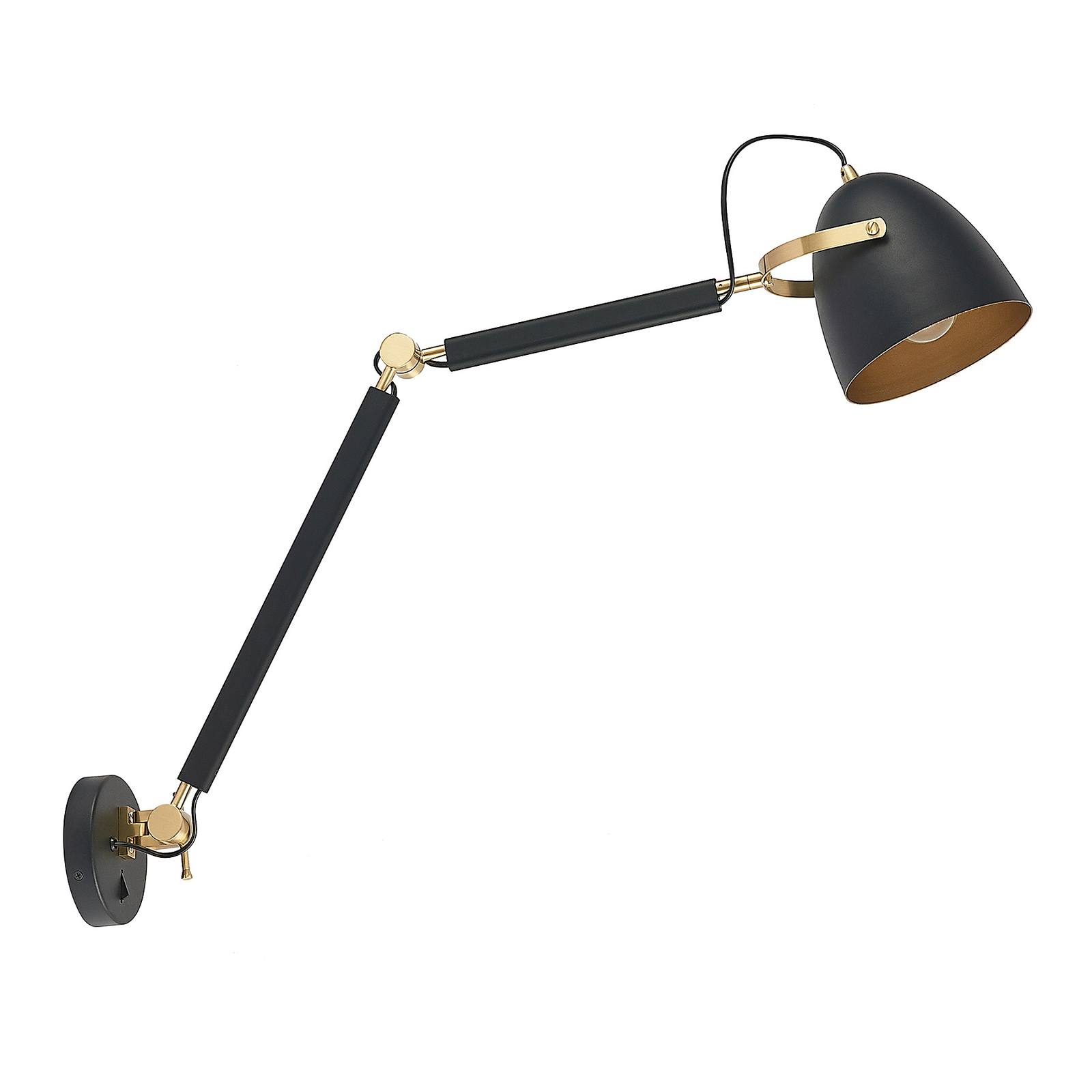 Lucande Nordin Wandlampe schwarz/gold, ausziehbar