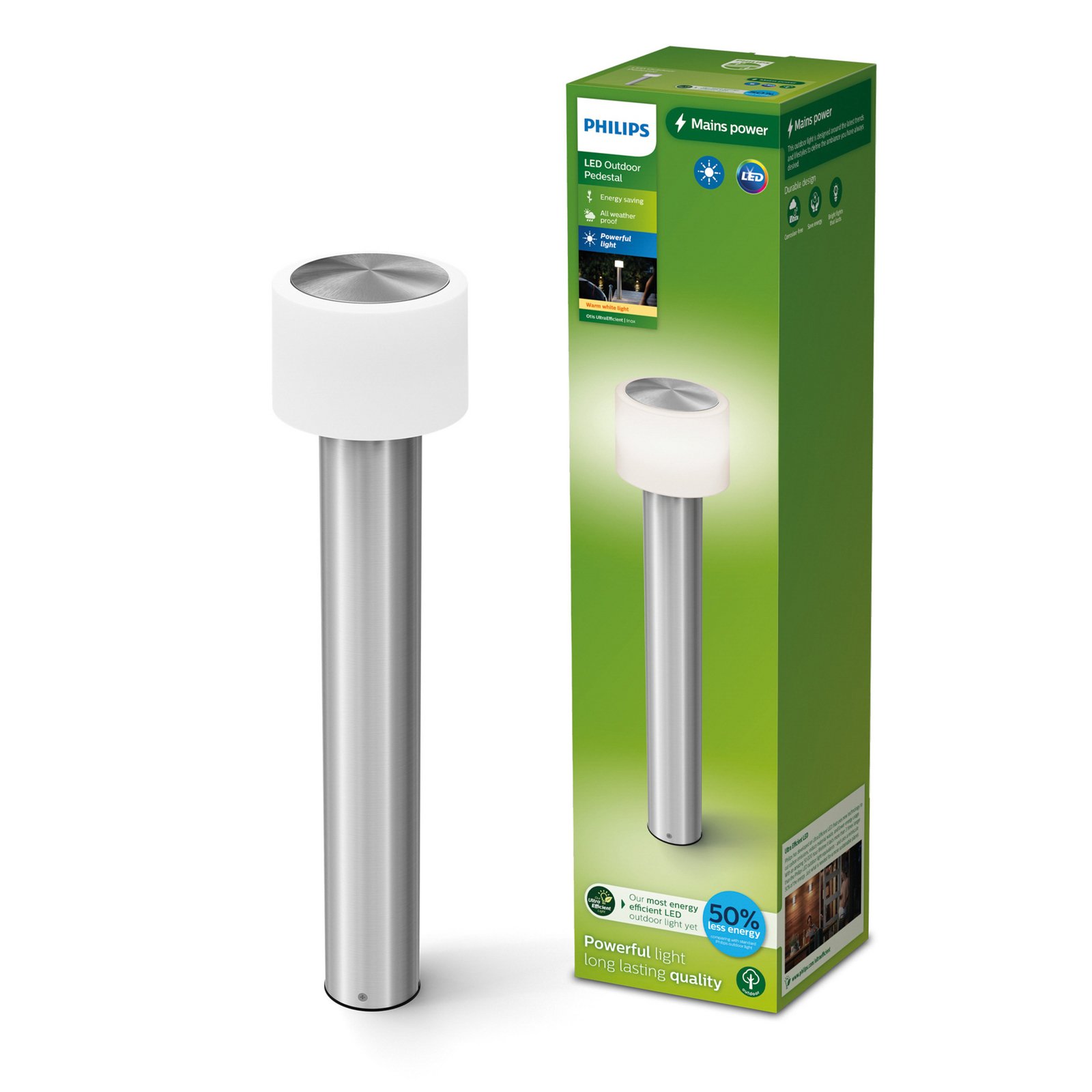 Philips LED-Sockelleuchte Otis UE, Edelstahl, IP44