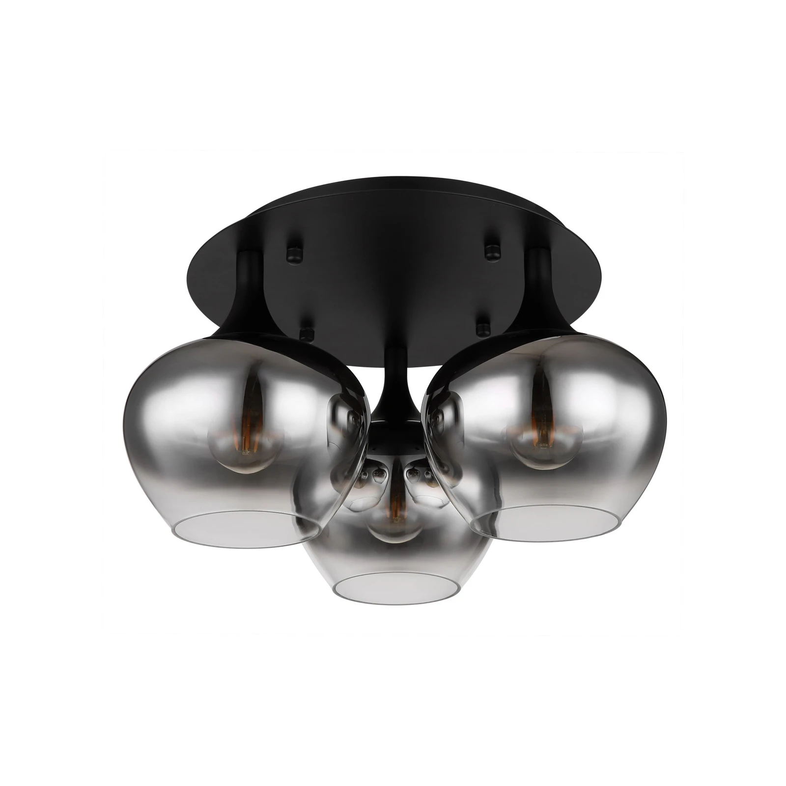 Plafondlamp Maxy, Ø 45 cm, rookgrijs, glas, 3-lamps.