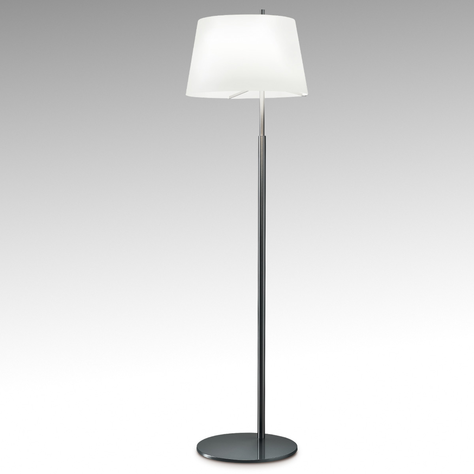 Fontana Arte Passion designer floor lamp Arte, nickel, for Living / Dining Room, brass, handblown satin glass, E27, 100 W, energy efficiency: A++, H: 175 cm