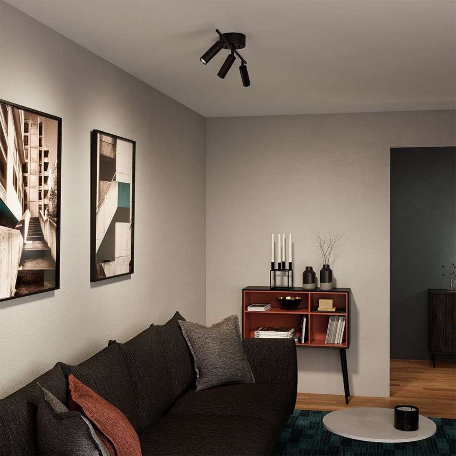 Pipeline 3 Plafond Matt Black Herstal - Vardagsrum - Metall | Produkter - Plafonder | Lampspecialisterna